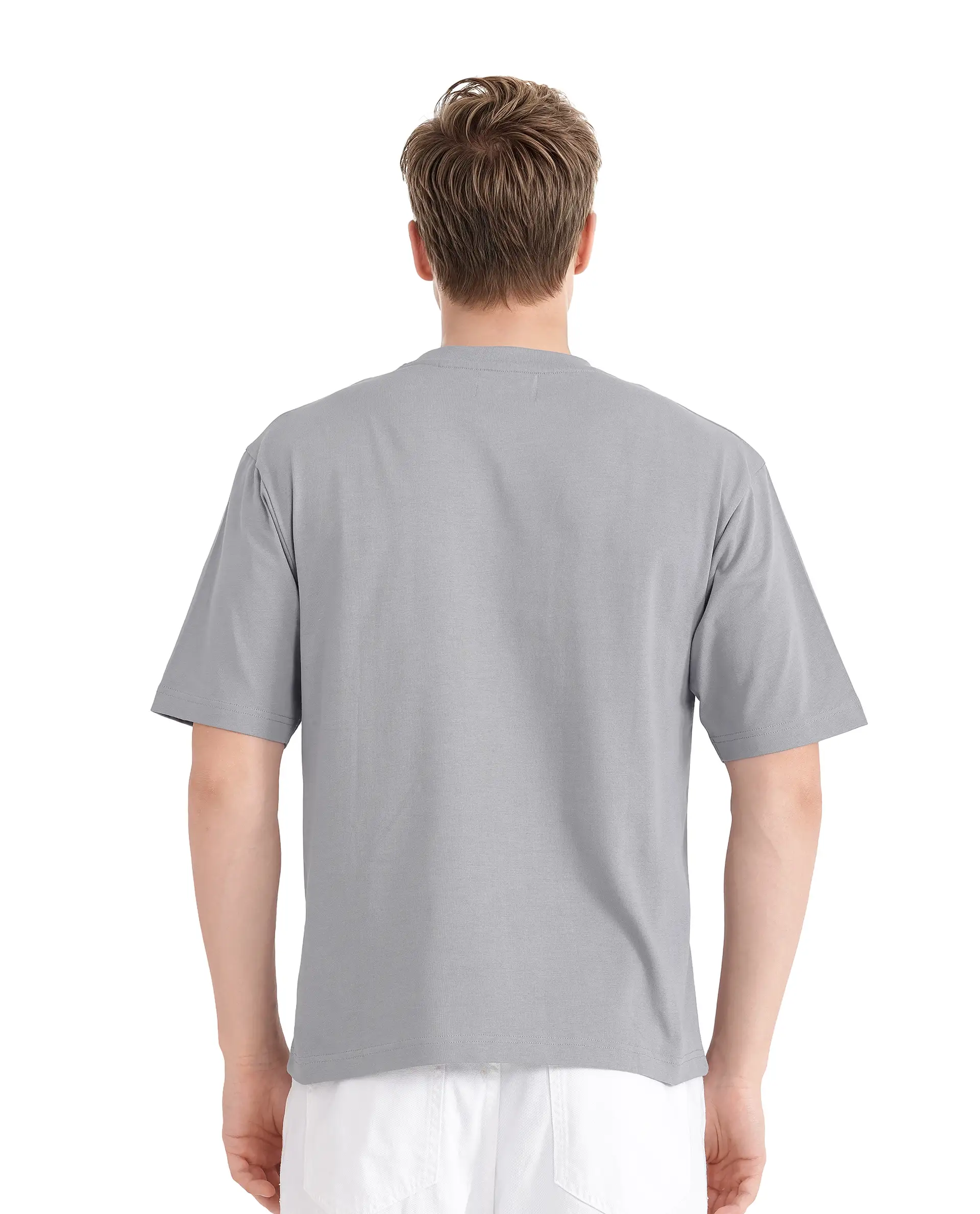 Rare Rabbit Men's Vint Light Grey Cotton Graphic Print Qlo Fit Half Sleeve Crew Neck T-Shirt - Image 8