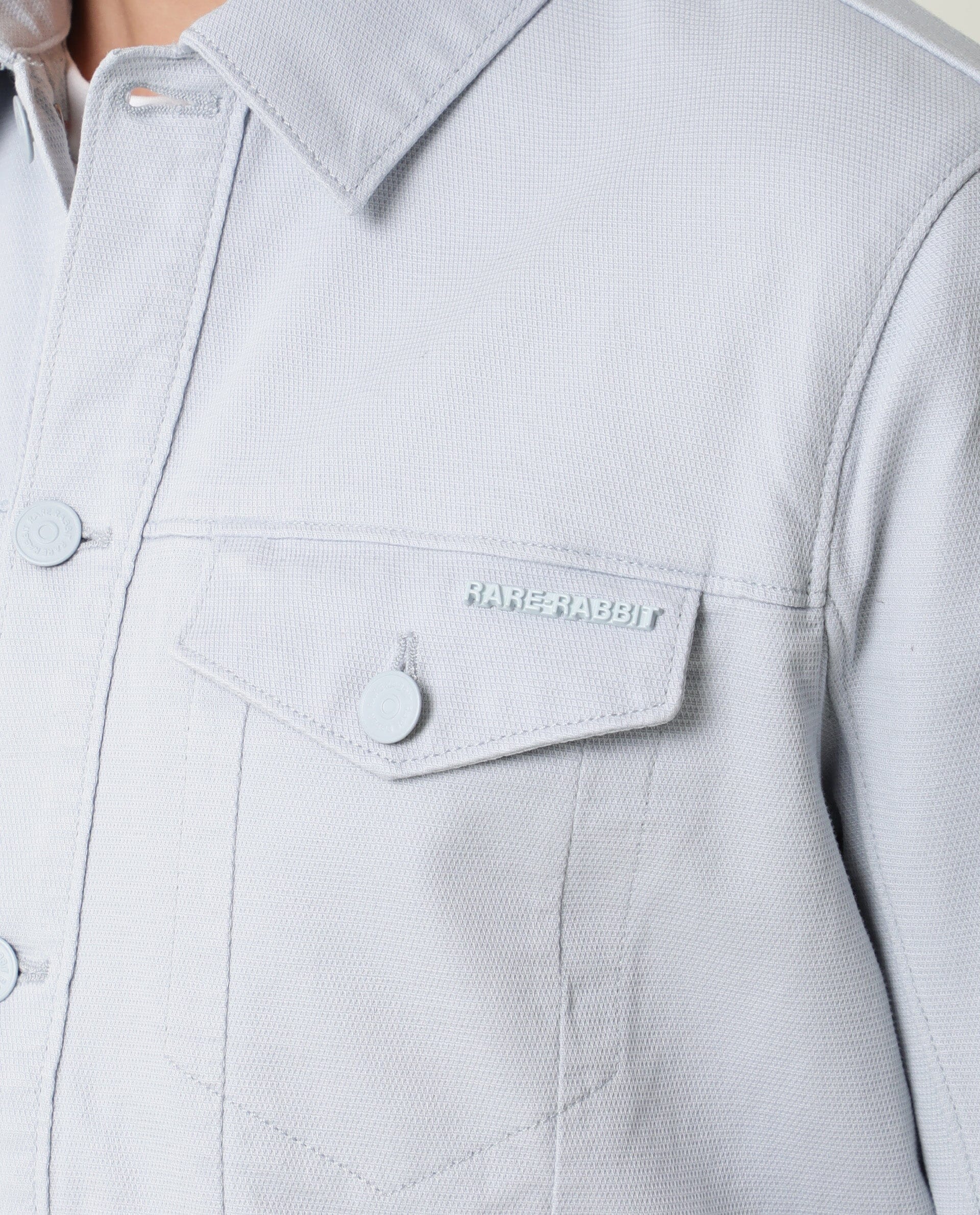 Rare Rabbit Men's Vintage Blue Cotton Plain Regular Fit Full Sleeve Spread Collar Jacket - Image 2