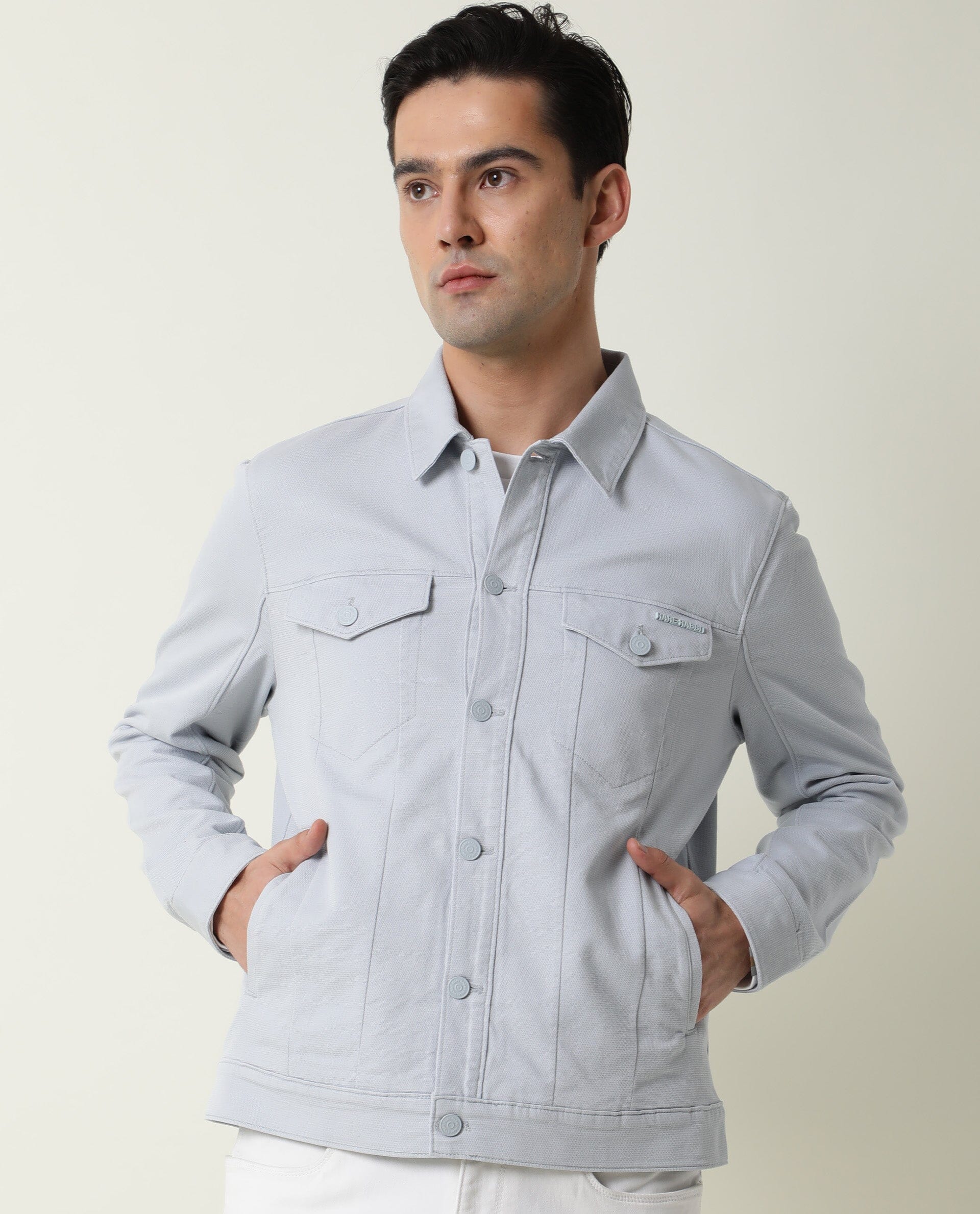 Rare Rabbit Men's Vintage Blue Cotton Plain Regular Fit Full Sleeve Spread Collar Jacket - Image 6
