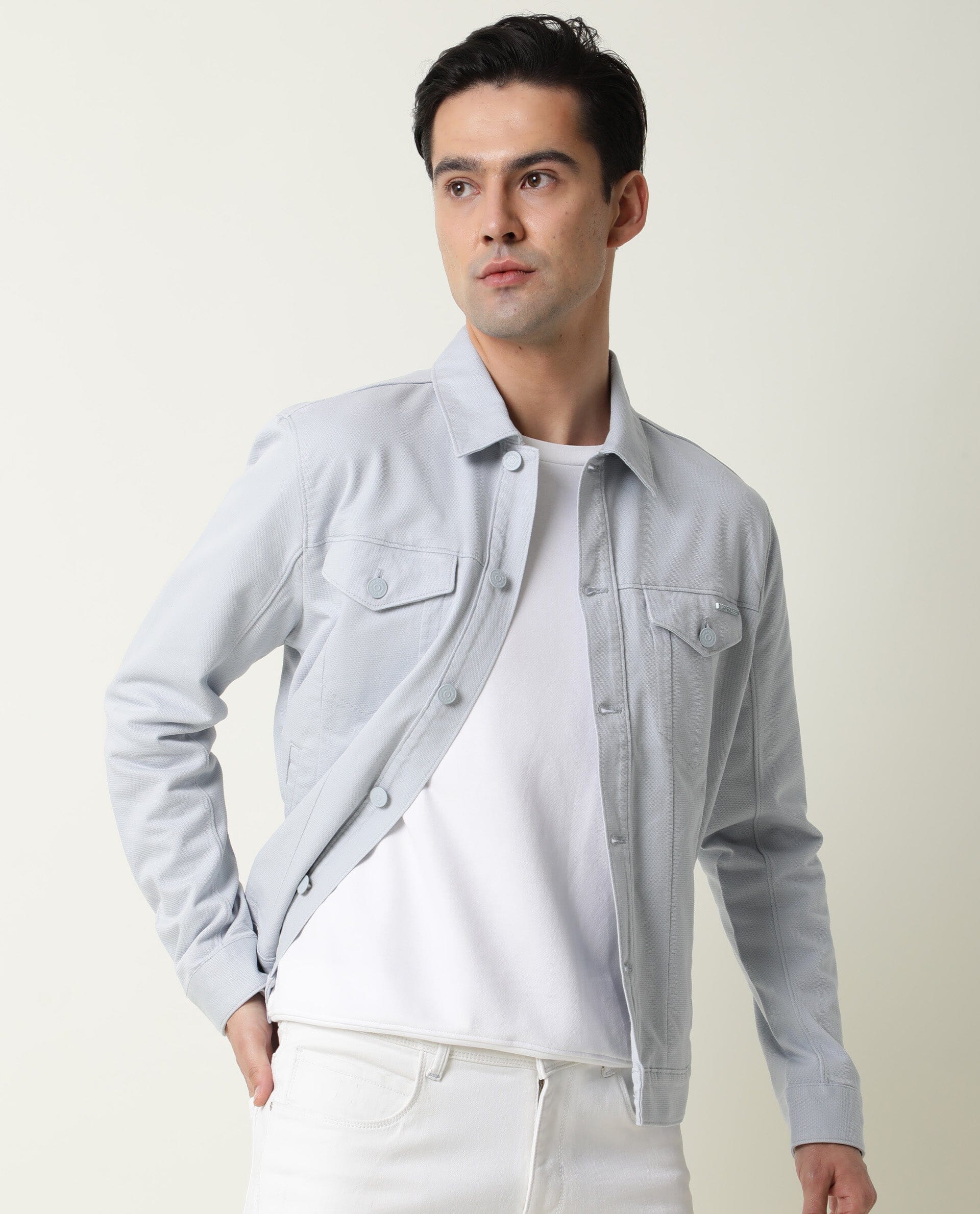 Rare Rabbit Men's Vintage Blue Cotton Plain Regular Fit Full Sleeve Spread Collar Jacket - Image 7