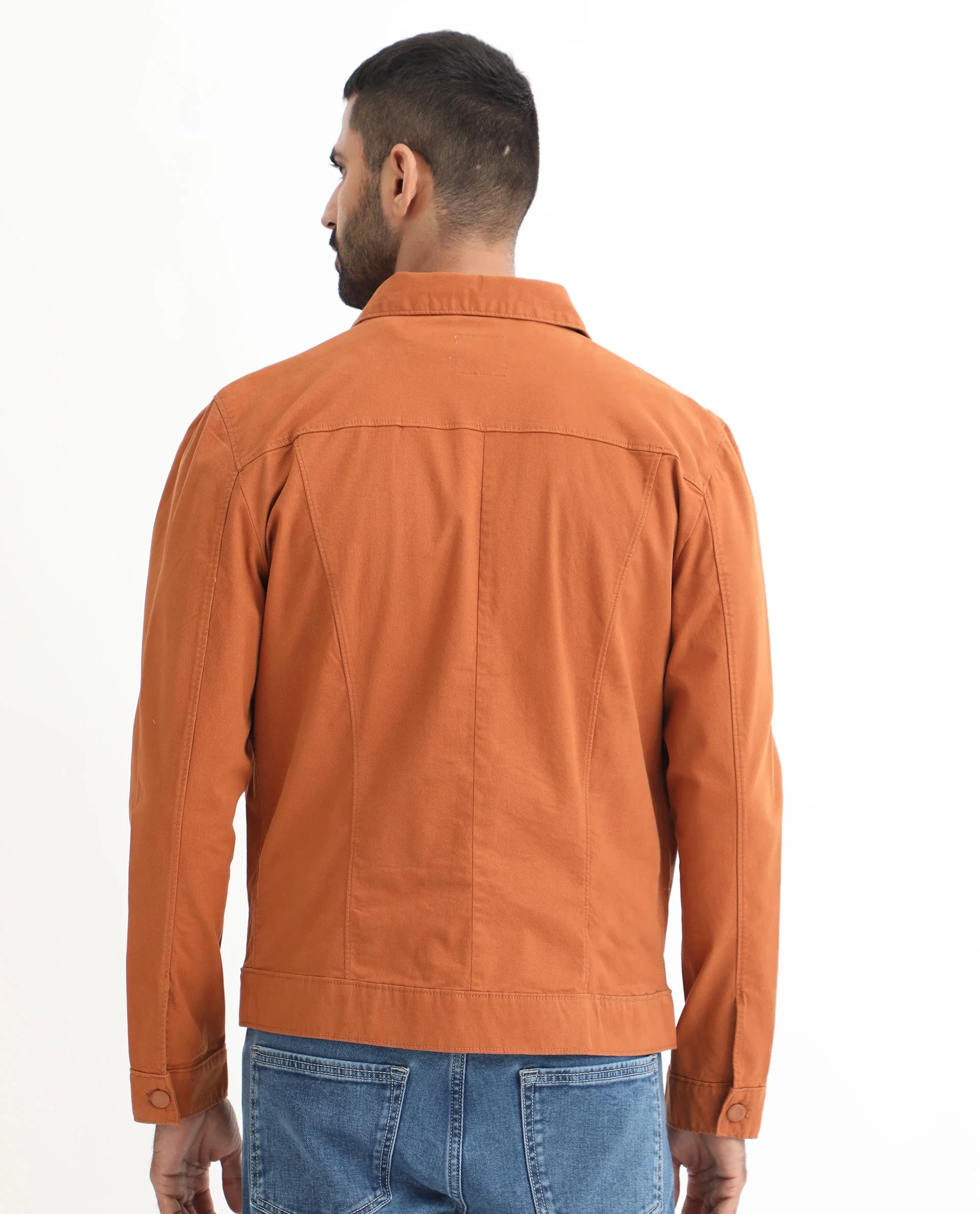 Rare Rabbit Men's Vintago Dark Rust Cotton Plain Regular Fit Full Sleeve Spread Collar Jacket - Image 8