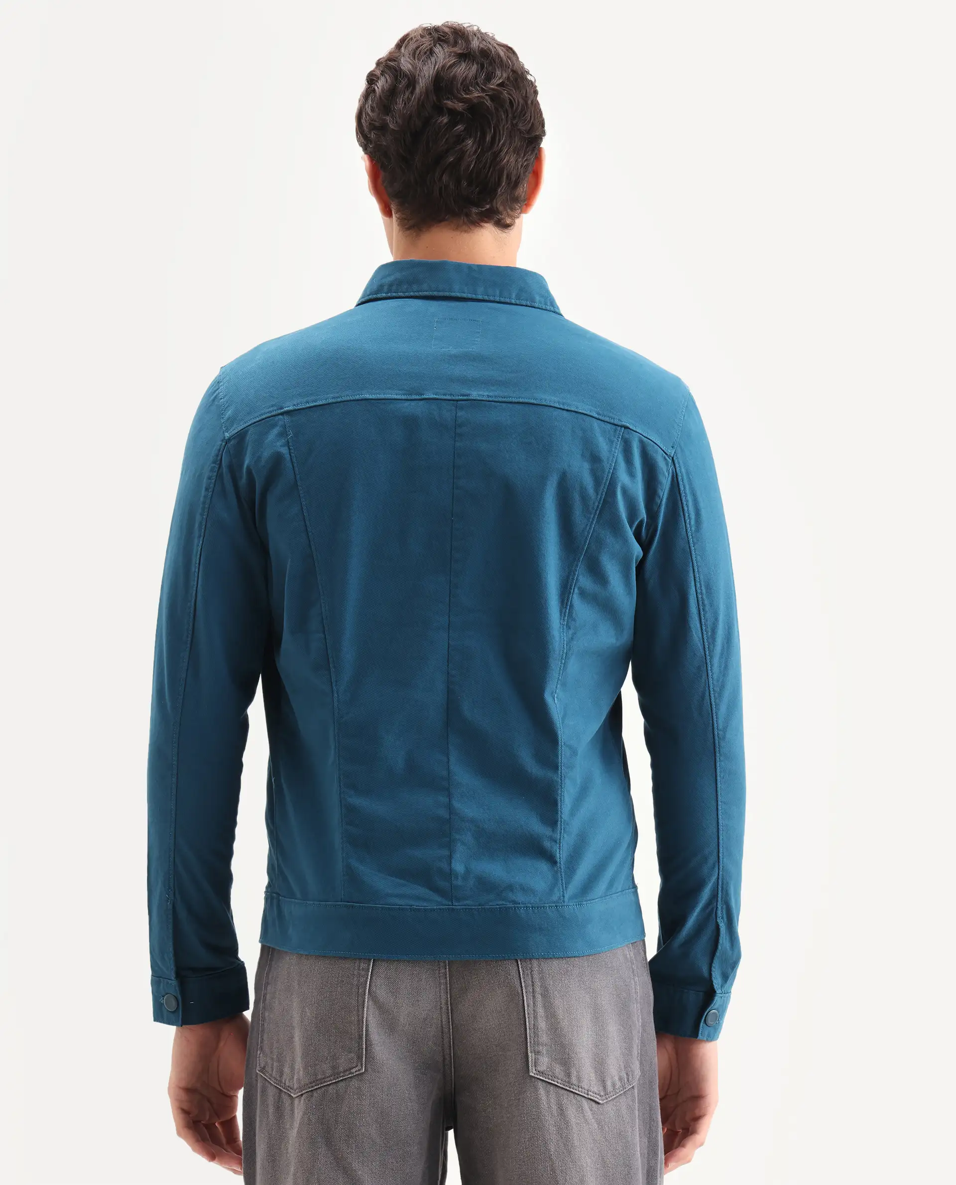 Rare Rabbit Men's Vintago Dark Teal Cotton Plain Regular Fit Full Sleeve Spread Collar Jacket - Image 7