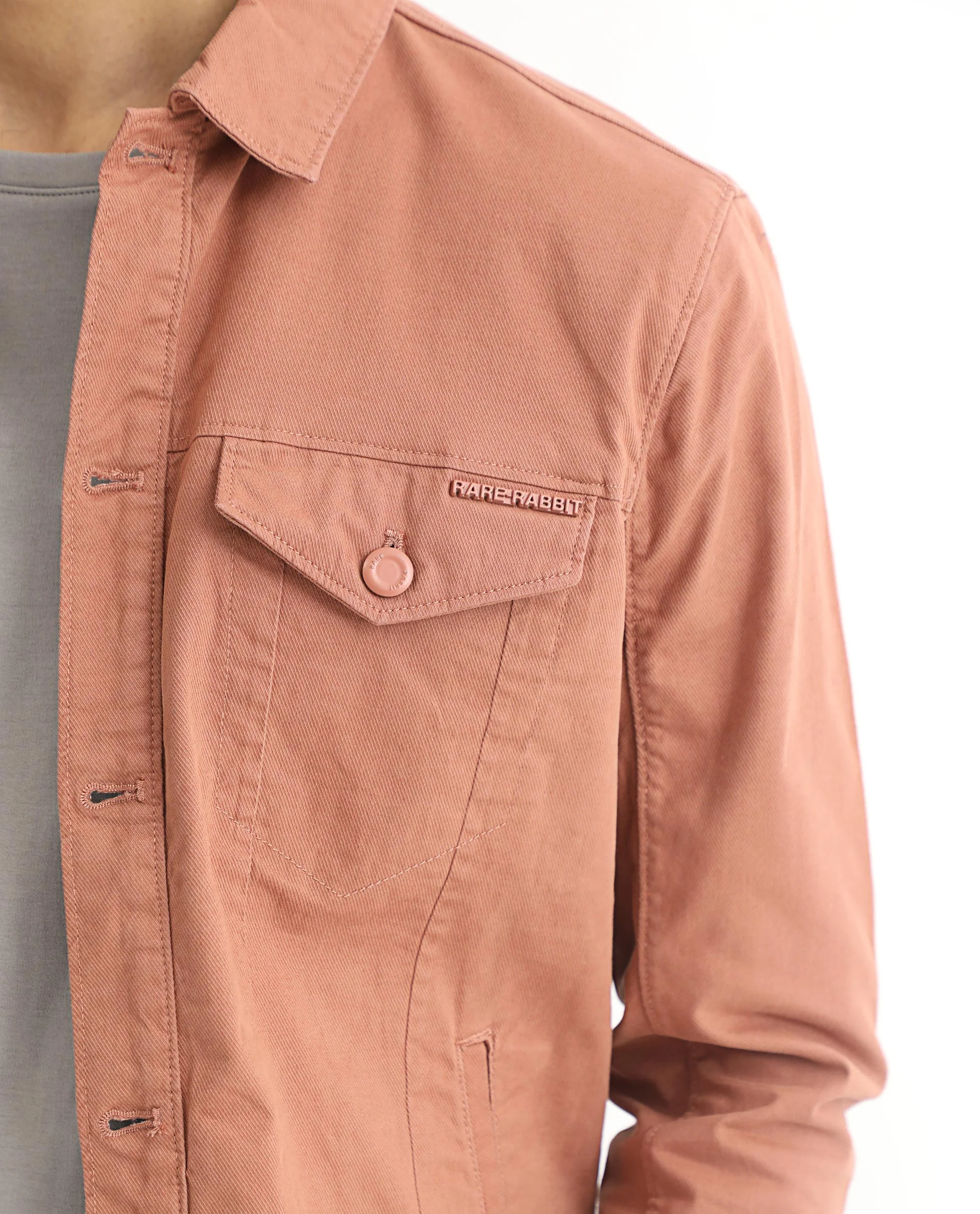 Rare Rabbit Men's Vintago Dusky Red Cotton Plain Regular Fit Full Sleeve Spread Collar Jacket - Image 2
