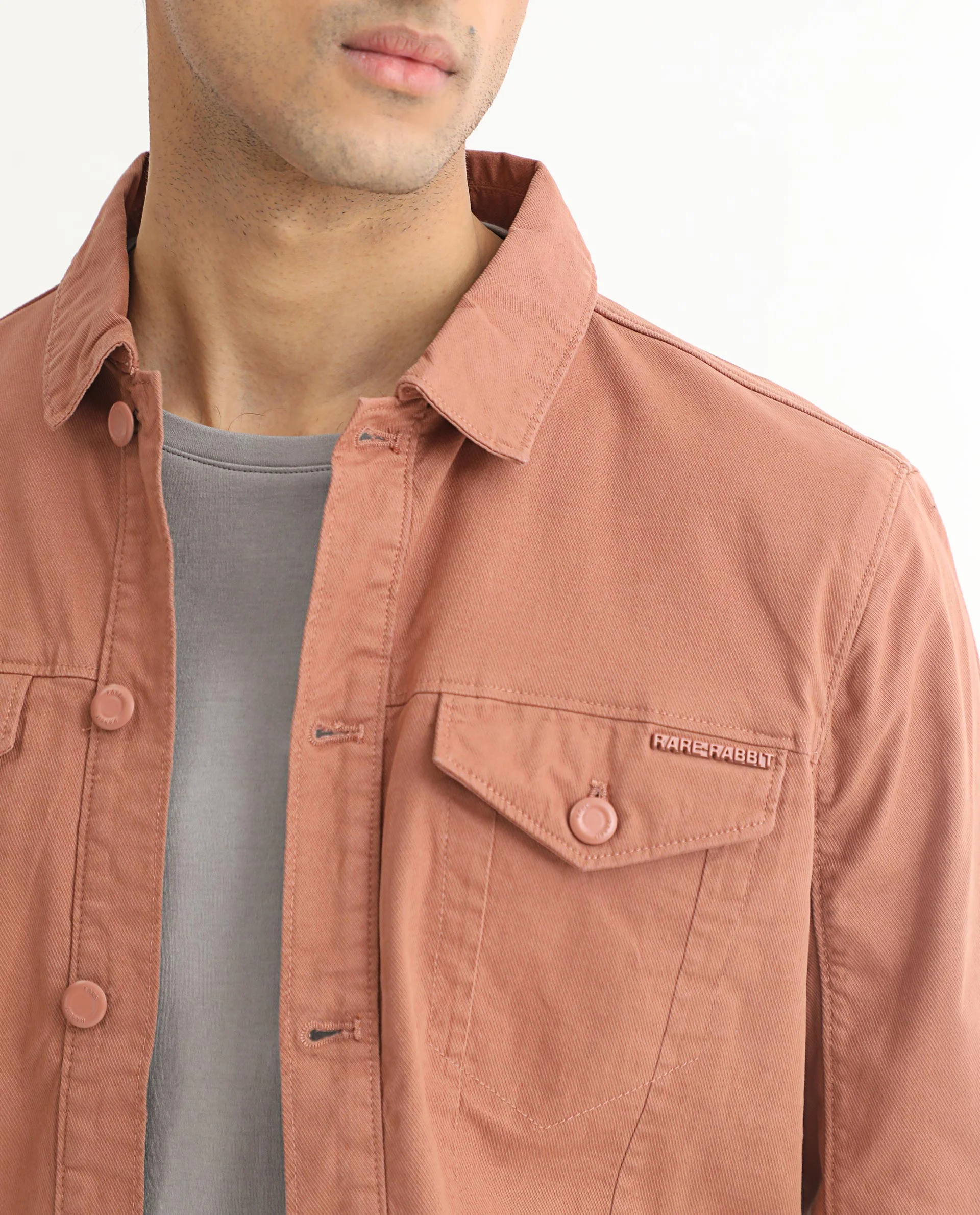 Rare Rabbit Men's Vintago Dusky Red Cotton Plain Regular Fit Full Sleeve Spread Collar Jacket - Image 5