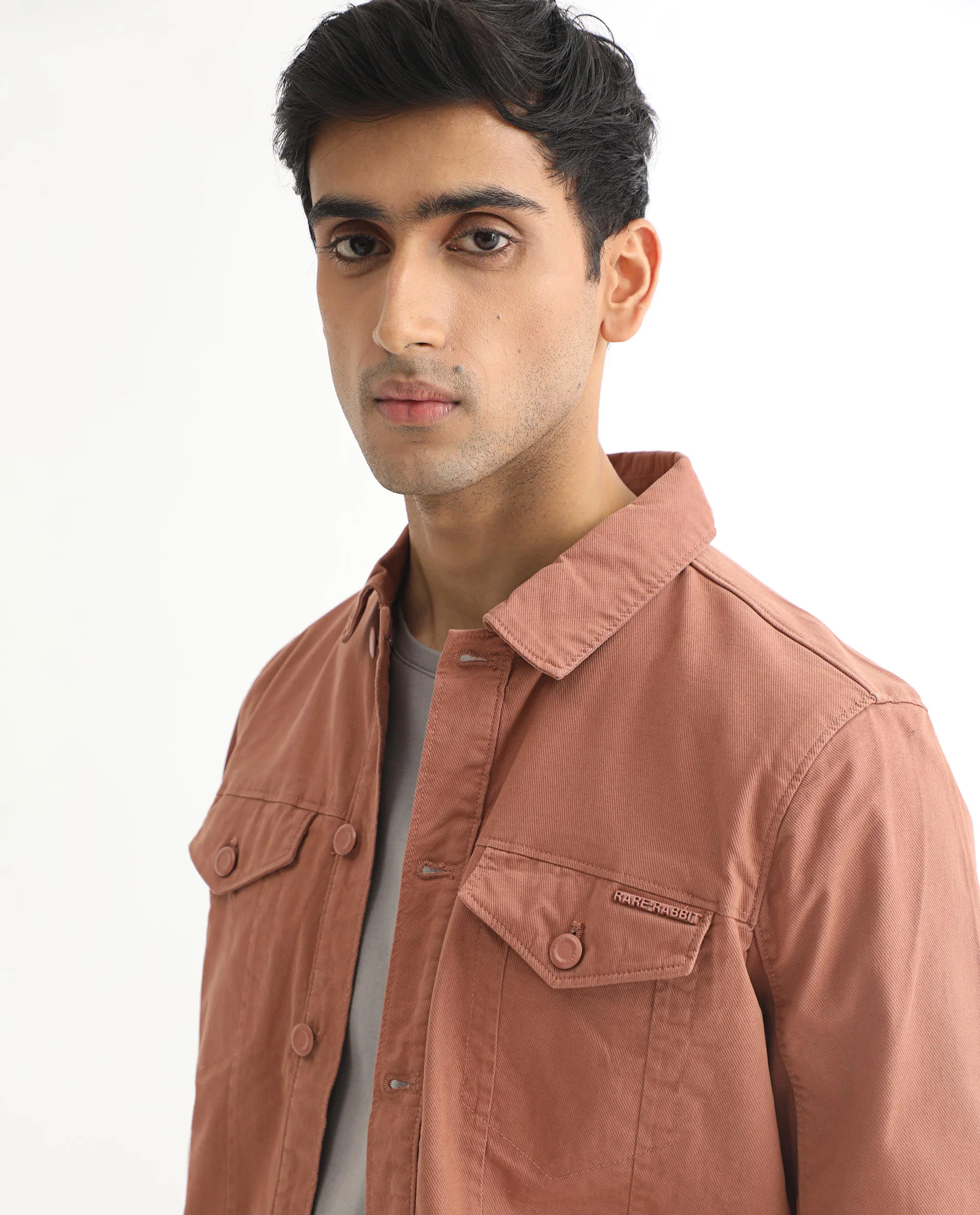 Rare Rabbit Men's Vintago Dusky Red Cotton Plain Regular Fit Full Sleeve Spread Collar Jacket - Image 6