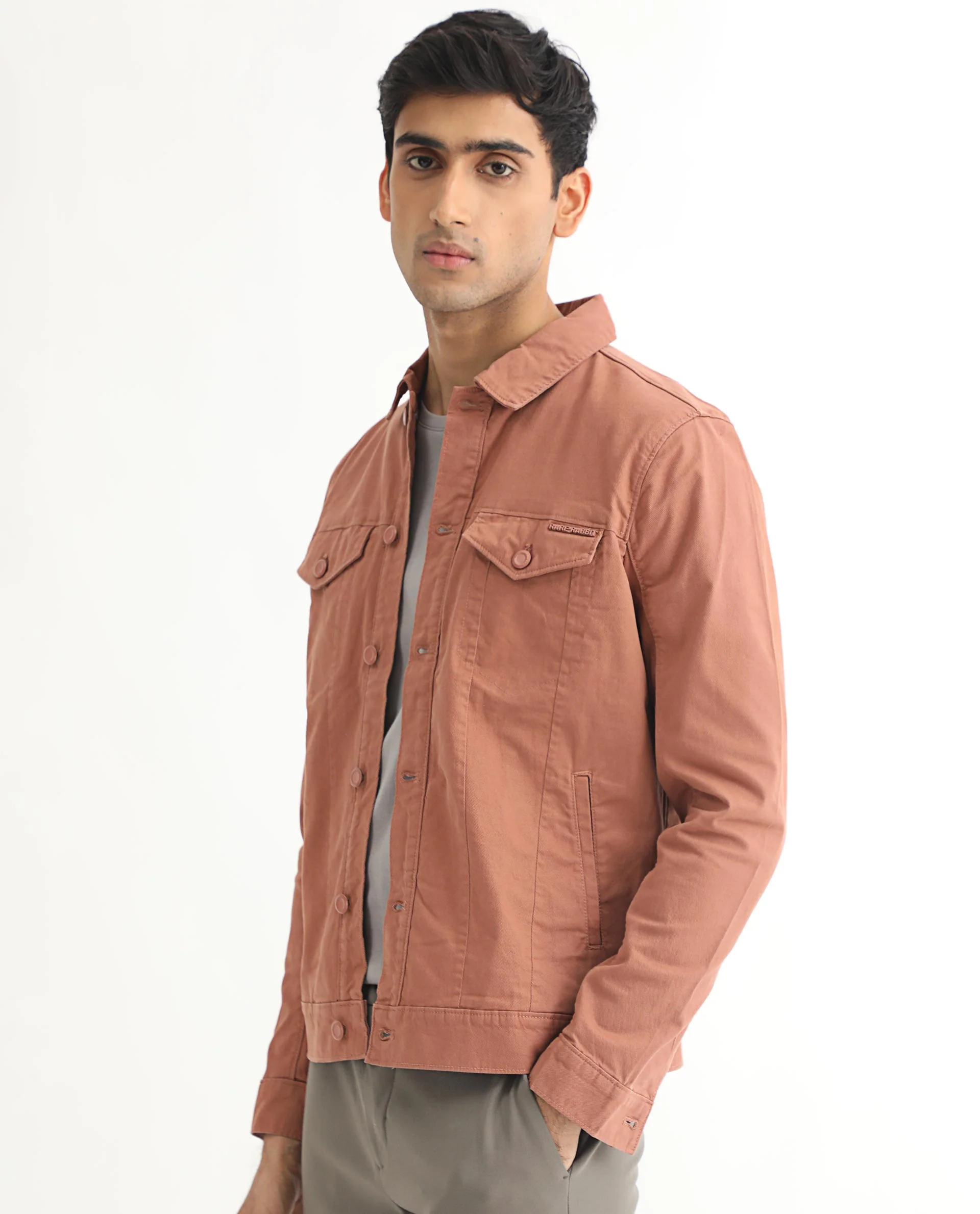 Rare Rabbit Men's Vintago Dusky Red Cotton Plain Regular Fit Full Sleeve Spread Collar Jacket - Image 7