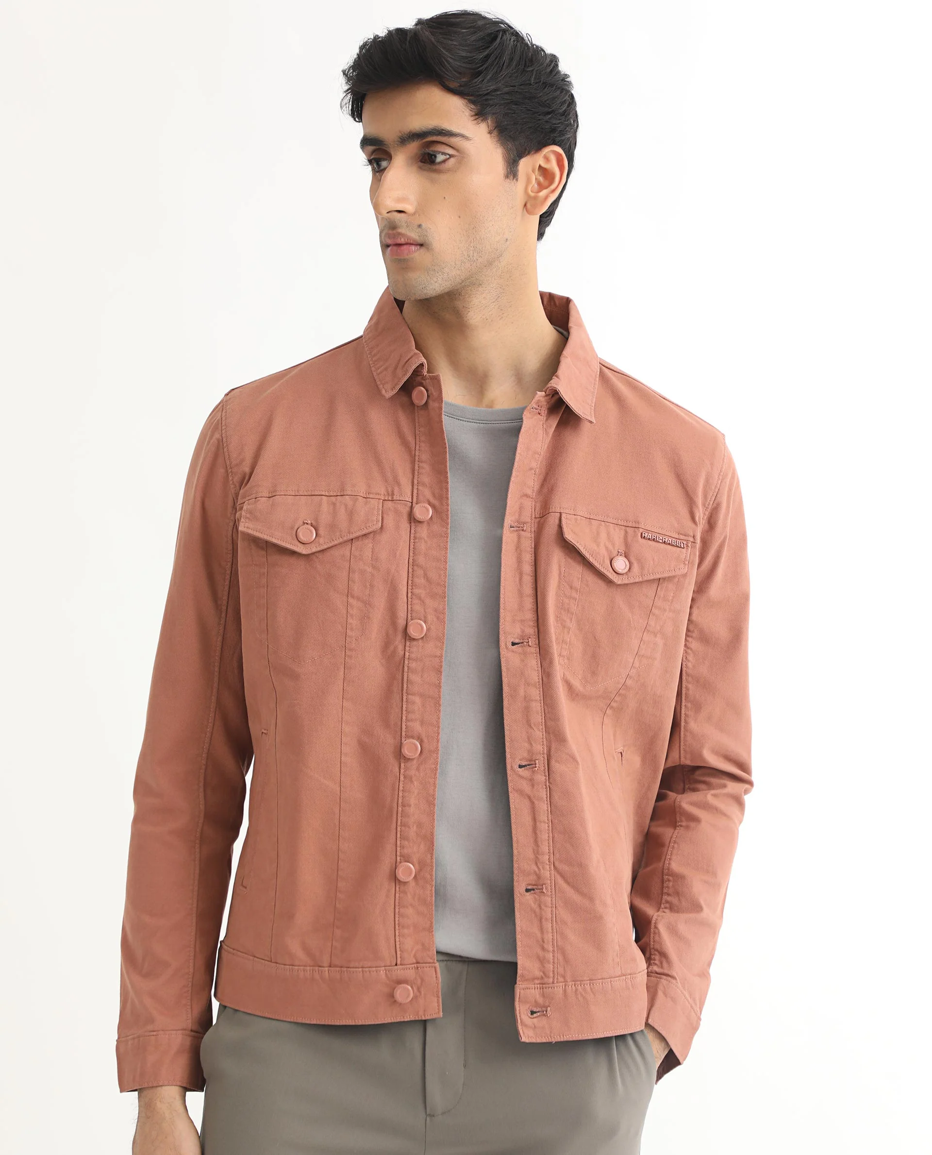 Rare Rabbit Men's Vintago Dusky Red Cotton Plain Regular Fit Full Sleeve Spread Collar Jacket - Image 9