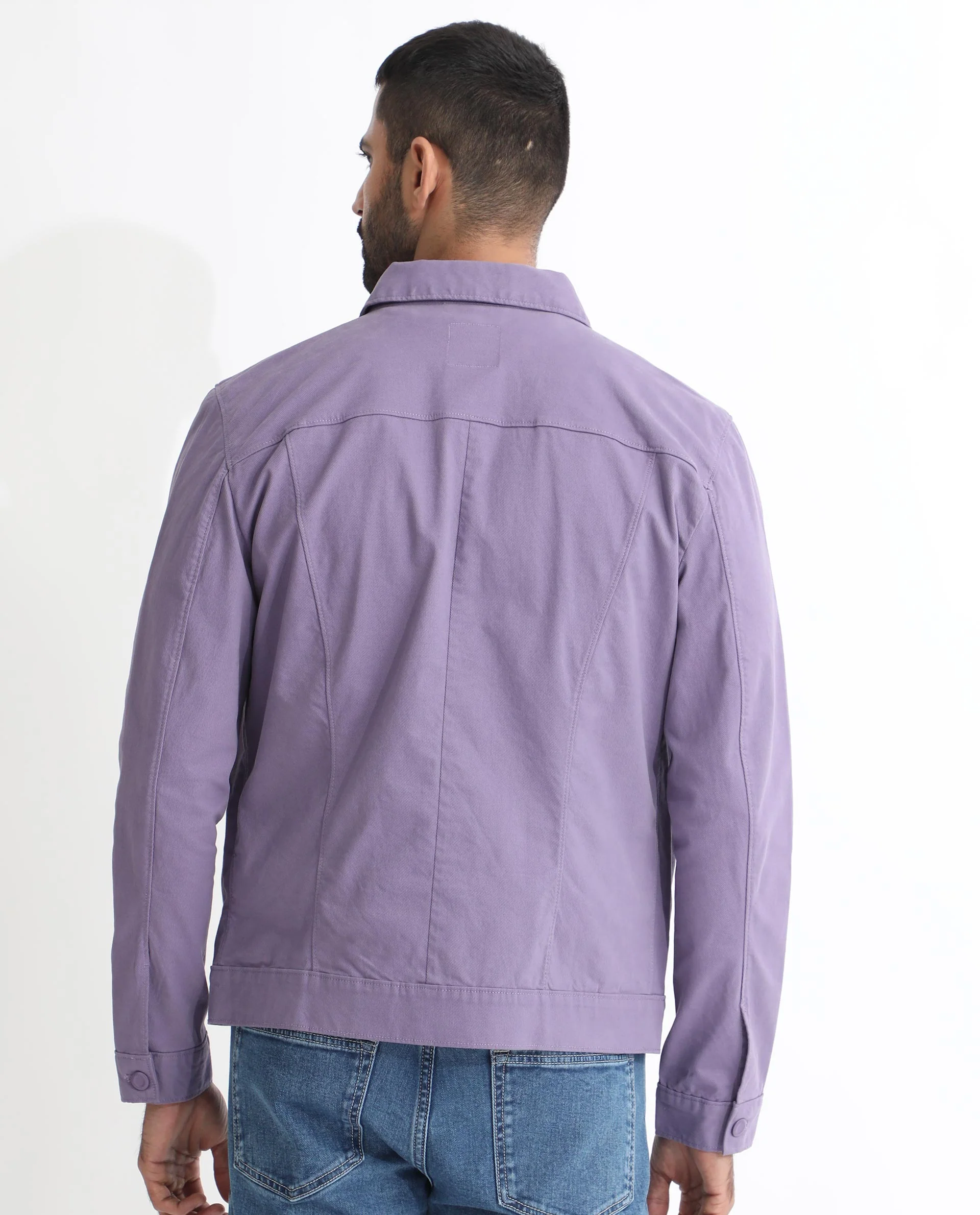 Rare Rabbit Men's Vintago Pastel Purple Cotton Plain Regular Fit Full Sleeve Spread Collar Jacket - Image 8