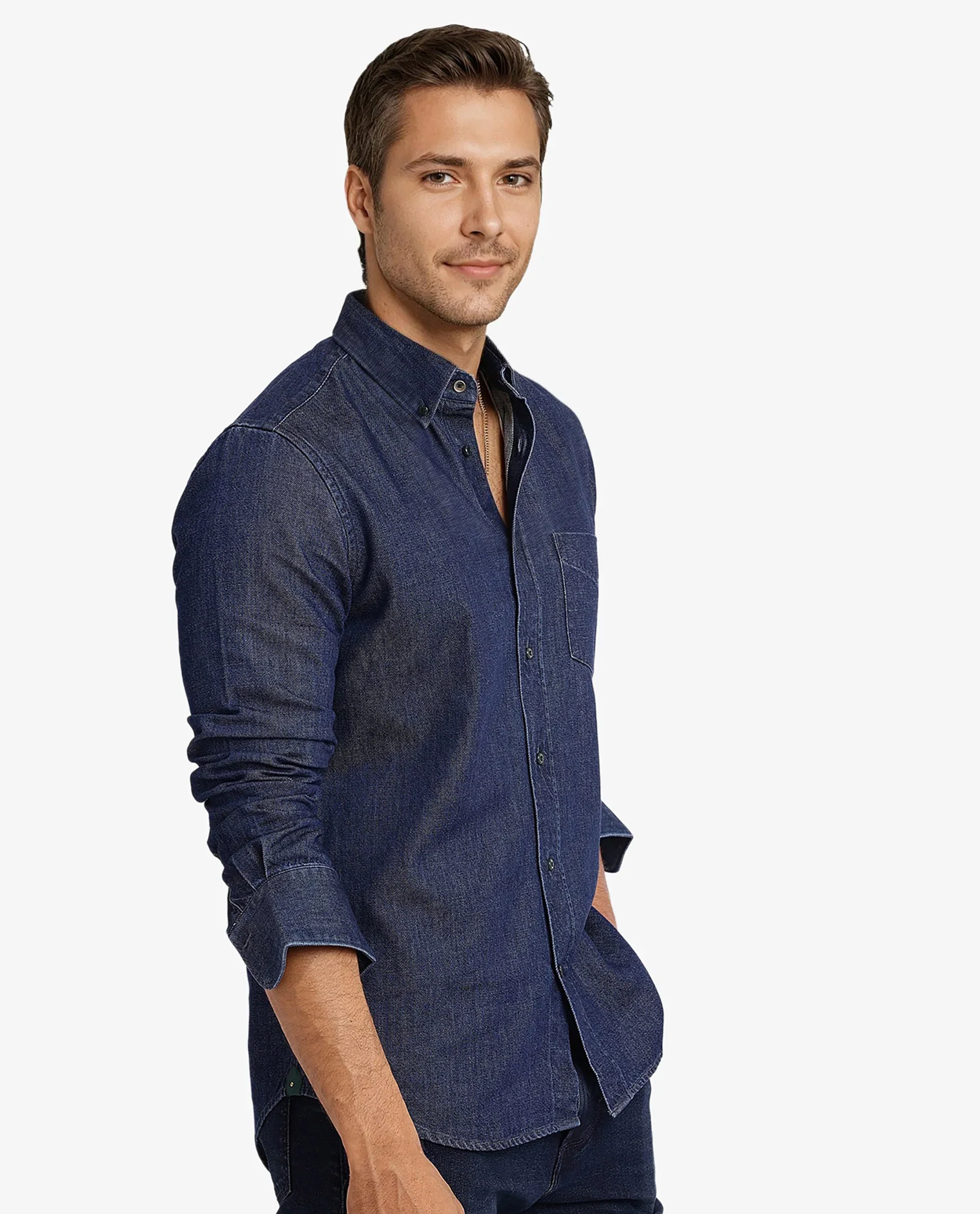 Rare Rabbit Men's Cotton Blend Plain Relaxed Fit Full Sleeve Collared Shirt - Image 10