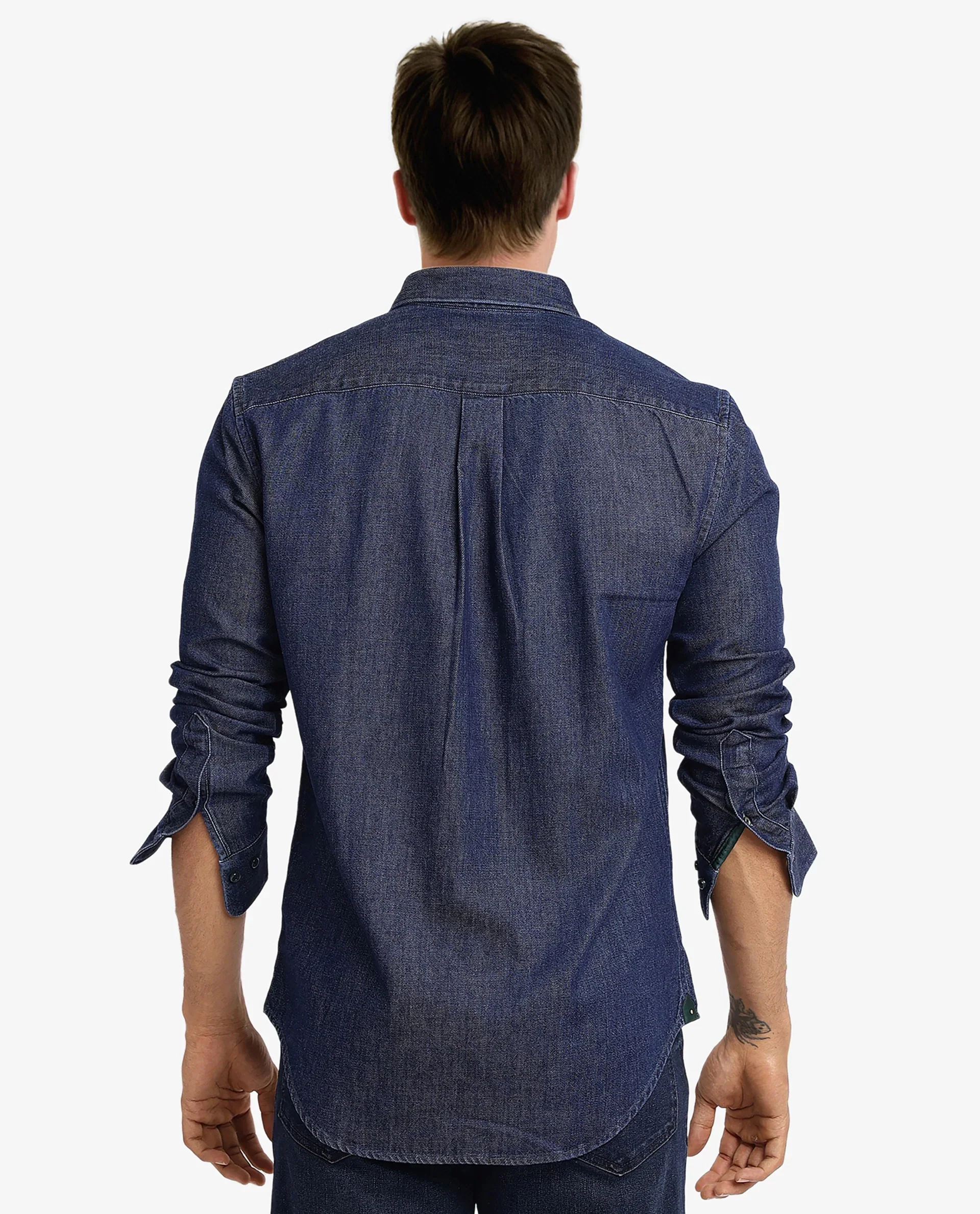 Rare Rabbit Men's Cotton Blend Plain Relaxed Fit Full Sleeve Collared Shirt - Image 6