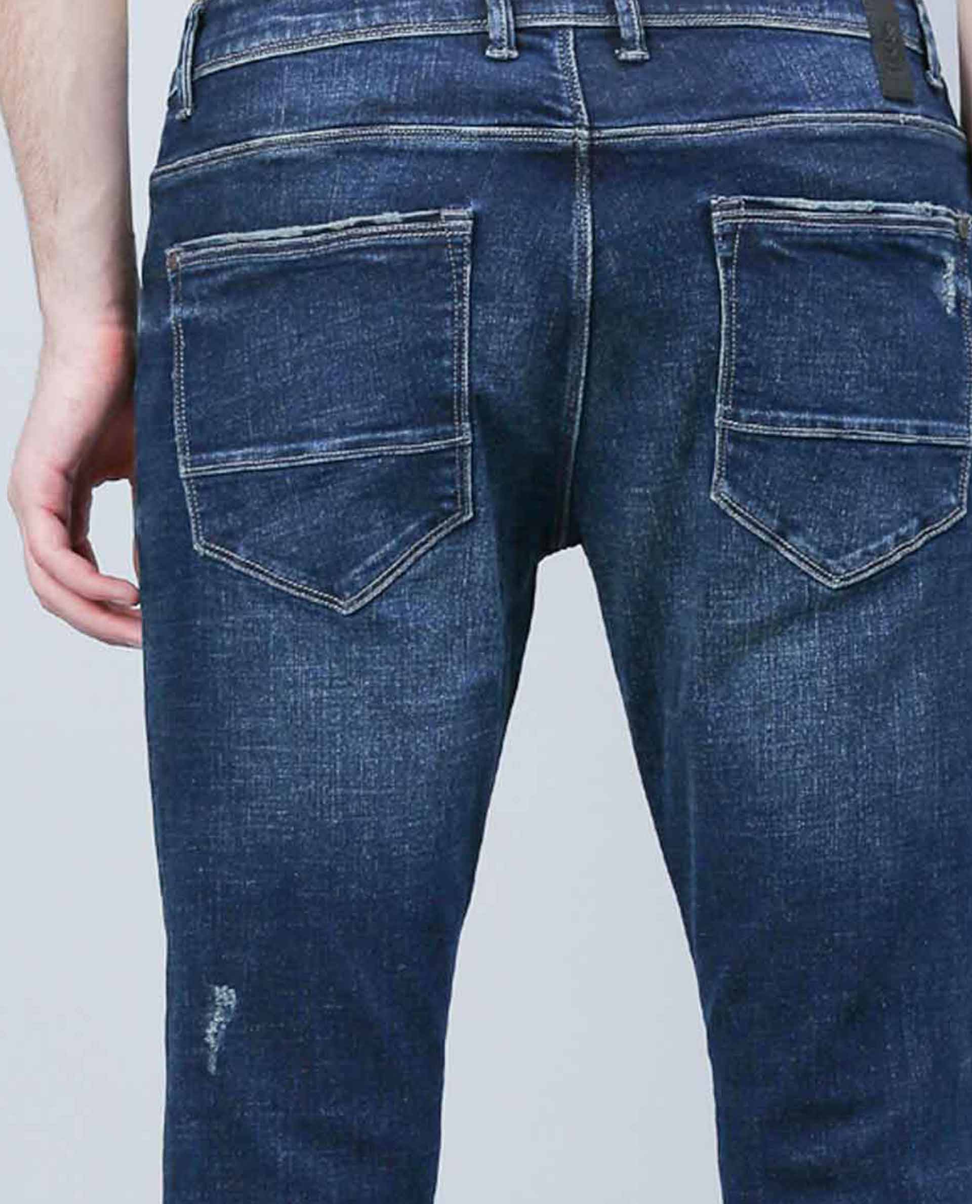 Rare Rabbit Men's Virgo 2 Navy Cotton Morris Regular Fit Jeans - Image 5