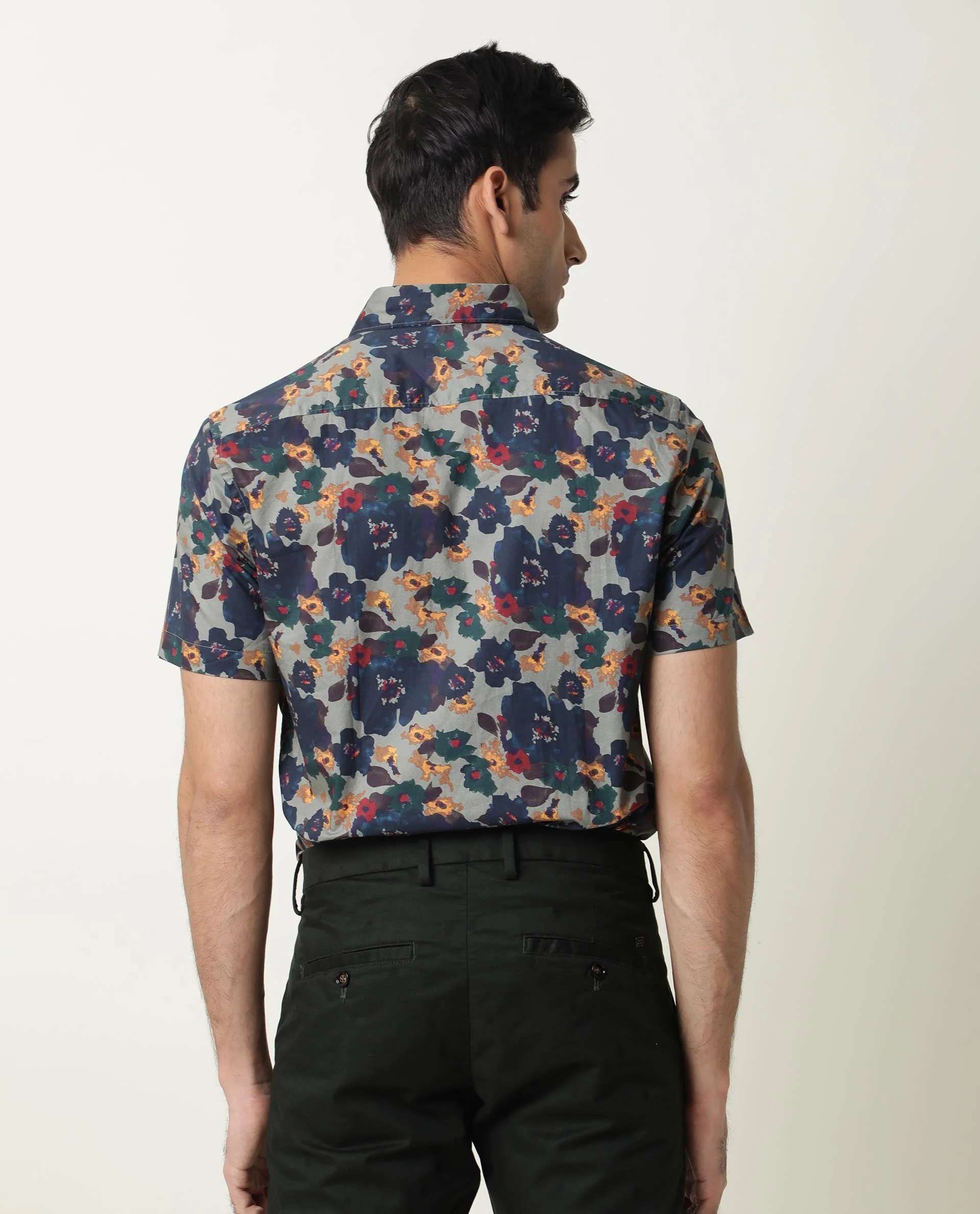 Rare Rabbit Men's Vishh Green Cotton Floral Print Regular Fit Half Sleeve Collared Shirt - Image 9
