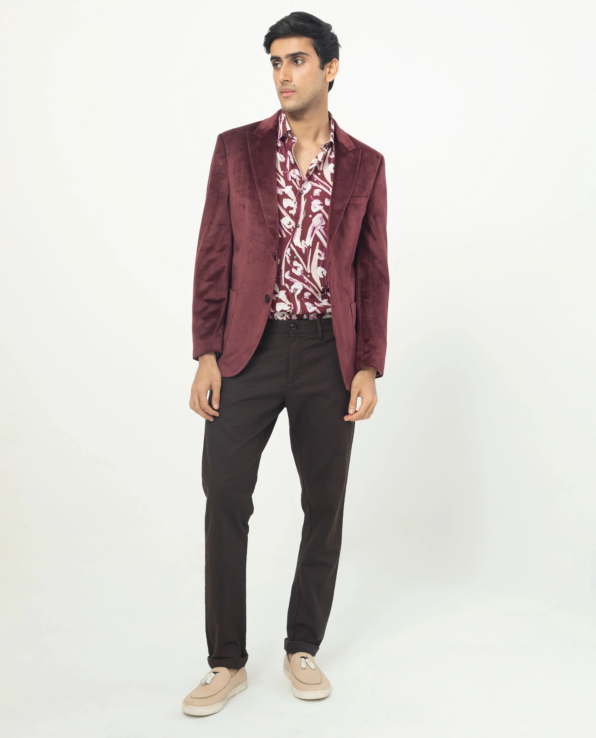 Rare Rabbit Men's Visker Brown Viscose Abstract Print Regular Fit Full Sleeve Collared Shirt - Image 2