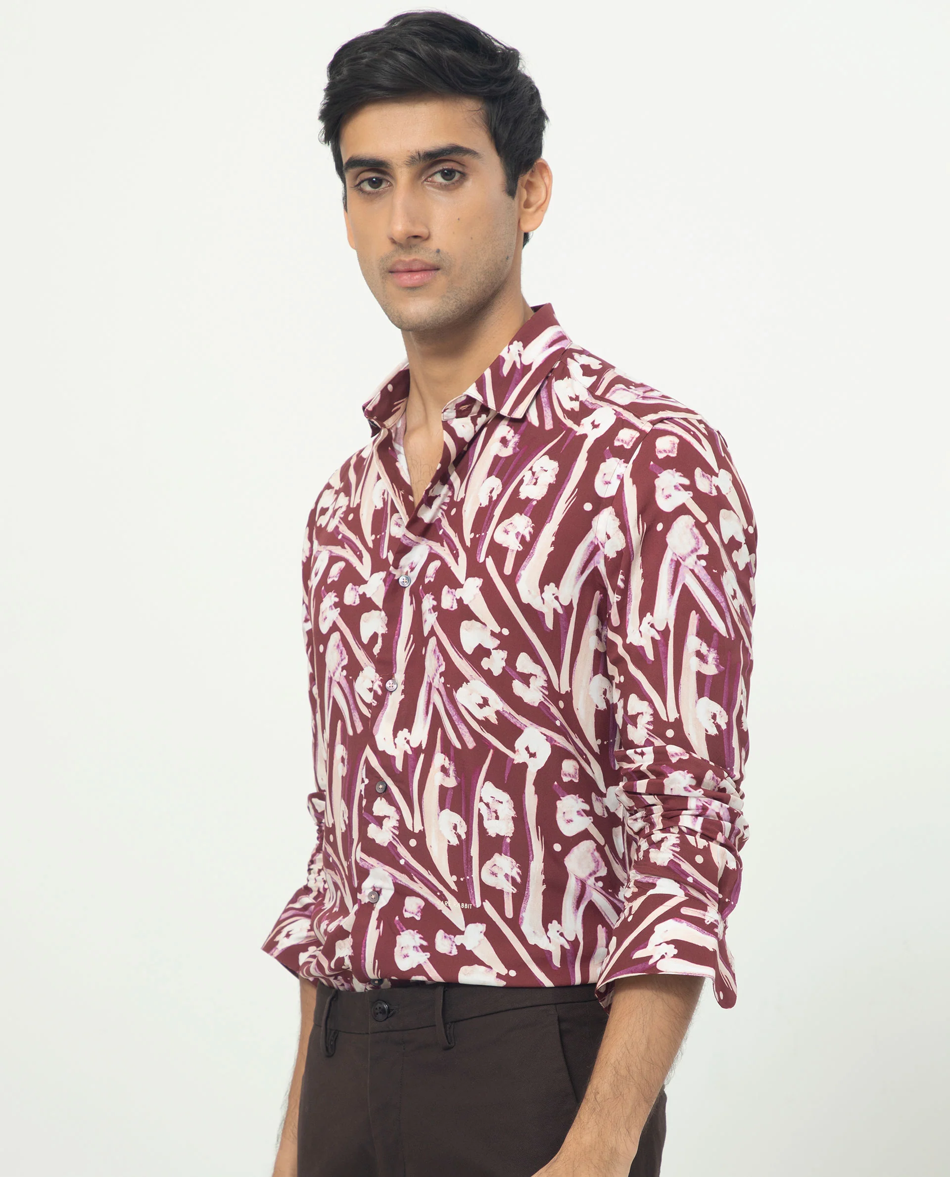 Rare Rabbit Men's Visker Brown Viscose Abstract Print Regular Fit Full Sleeve Collared Shirt - Image 6