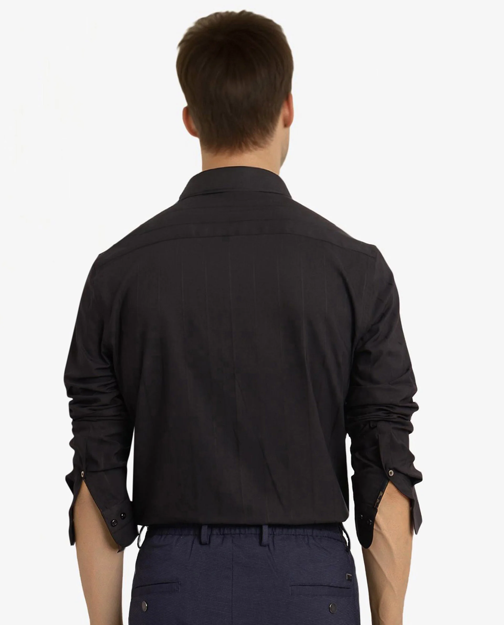 Rare Rabbit Men's Vista-1 Black Cotton Striped Print Regular Fit Full Sleeve Collared Shirt - Image 5