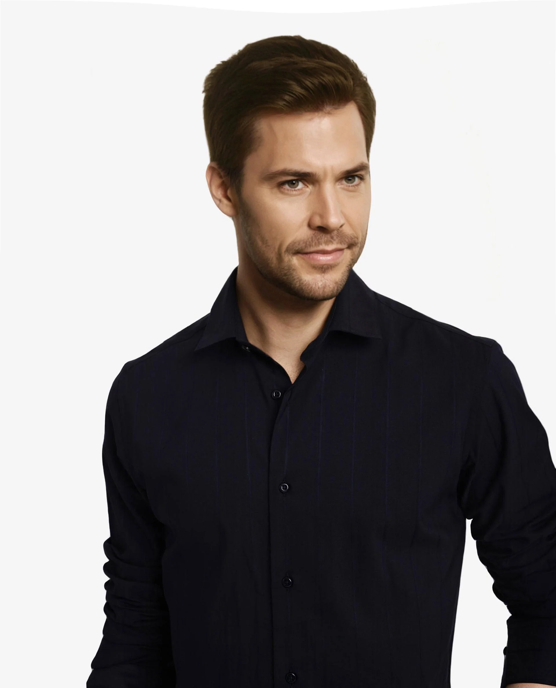 Rare Rabbit Men's Vista-1 Dark Navy Cotton Striped Print Regular Fit Full Sleeve Collared Shirt - Image 2