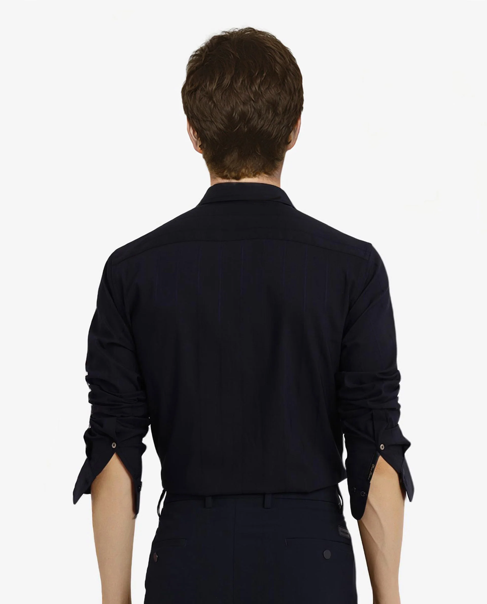Rare Rabbit Men's Vista-1 Dark Navy Cotton Striped Print Regular Fit Full Sleeve Collared Shirt - Image 3