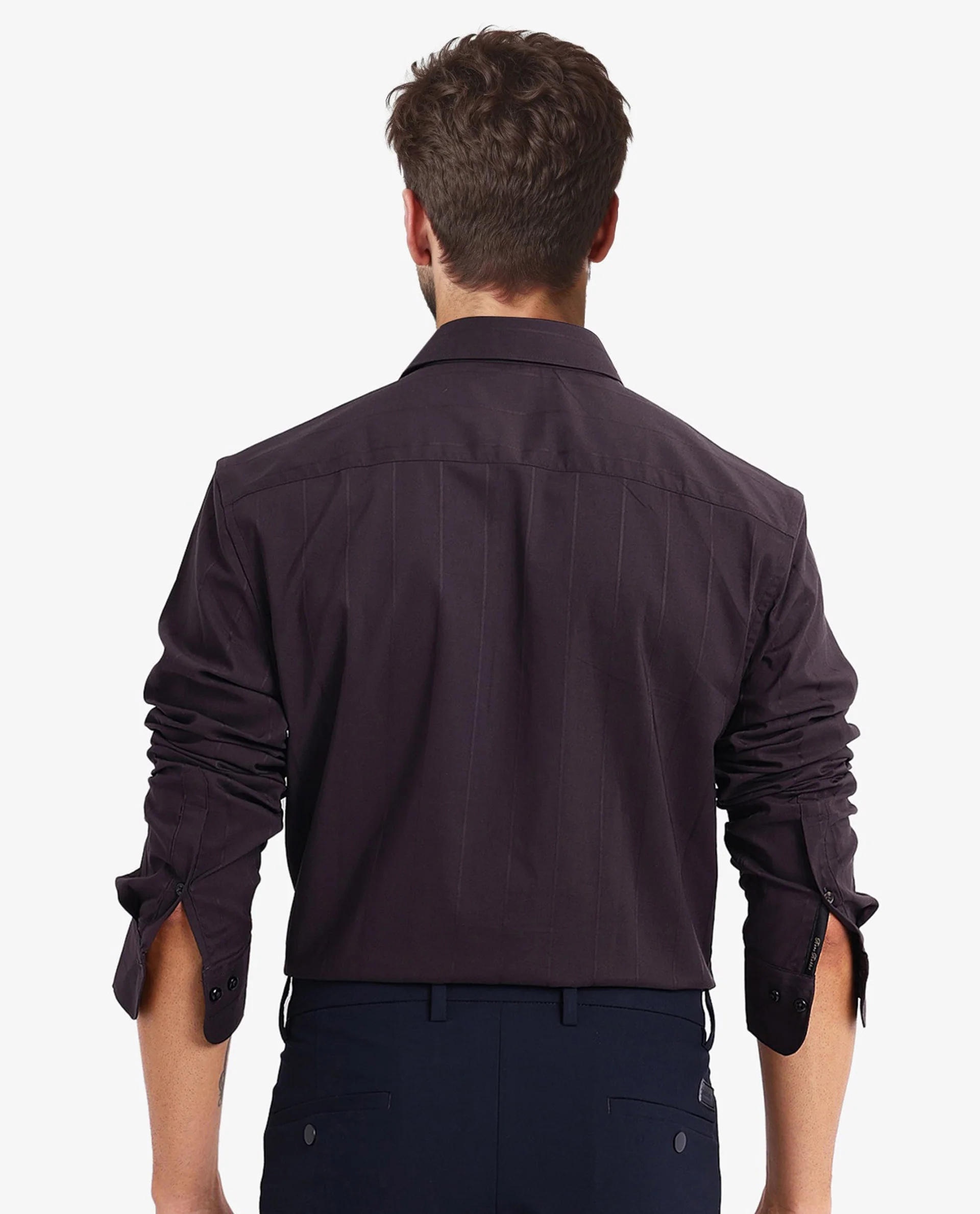 Rare Rabbit Men's Vista-1 Dark Purple Cotton Striped Print Regular Fit Full Sleeve Collared Shirt - Image 4