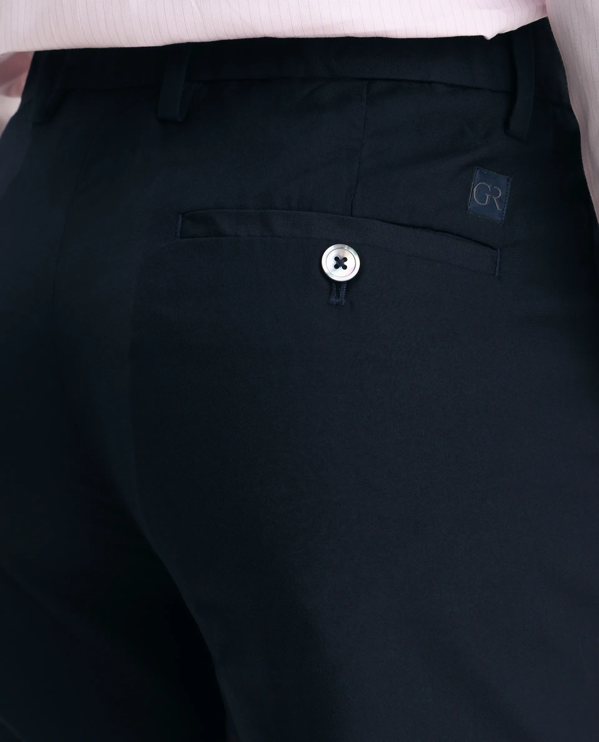 Rare Rabbit Men's Vitaro Navy Polyester Plain Regular Fit Trouser - Image 3