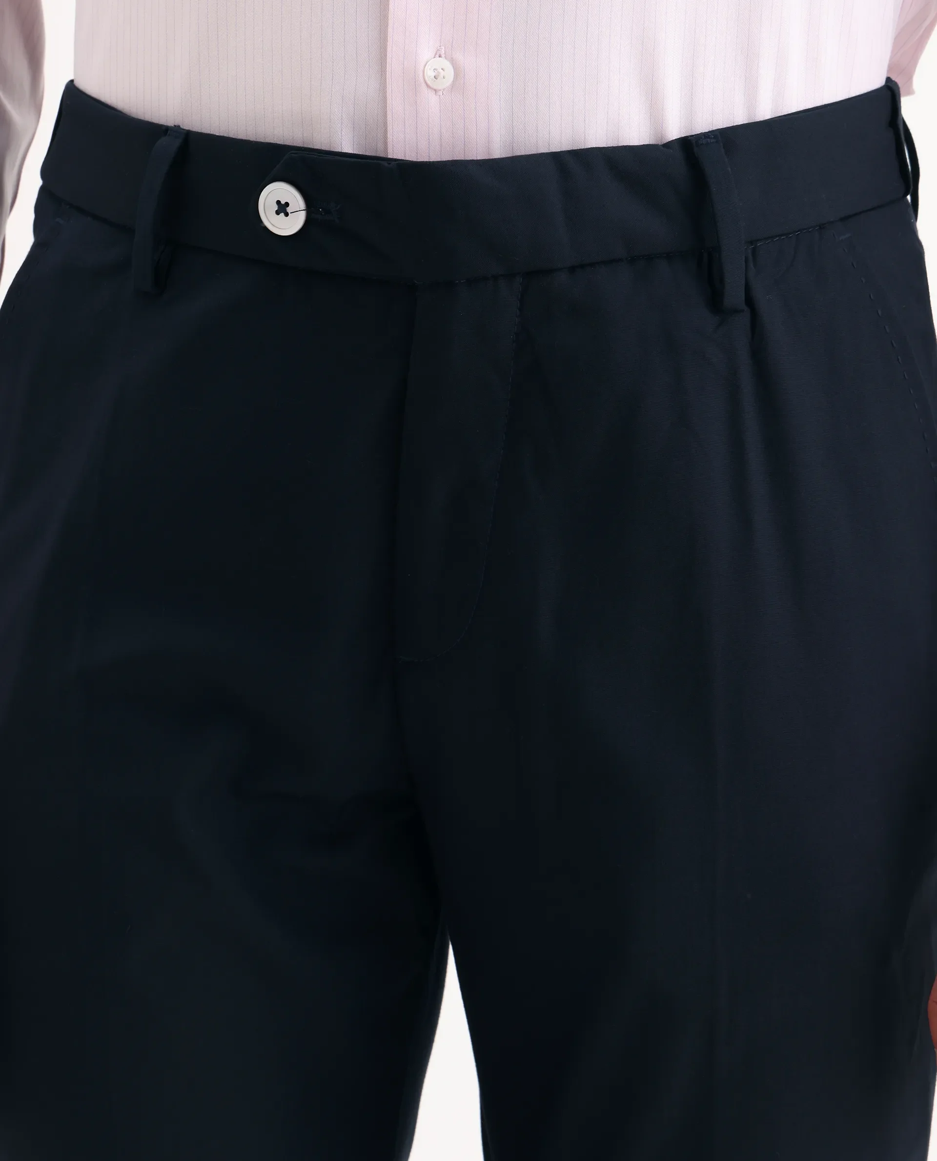 Rare Rabbit Men's Vitaro Navy Polyester Plain Regular Fit Trouser - Image 7