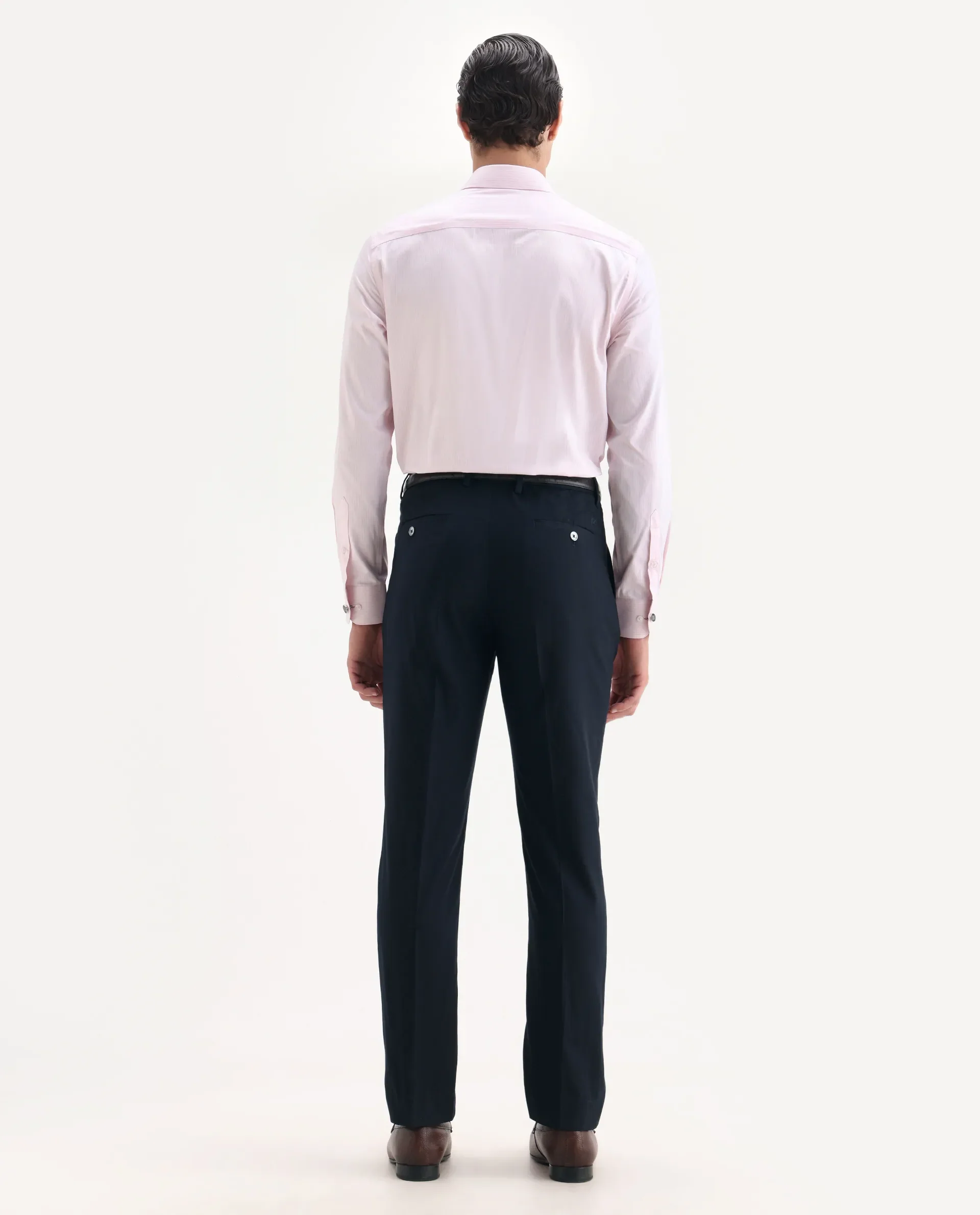 Rare Rabbit Men's Vitaro Navy Polyester Plain Regular Fit Trouser - Image 8