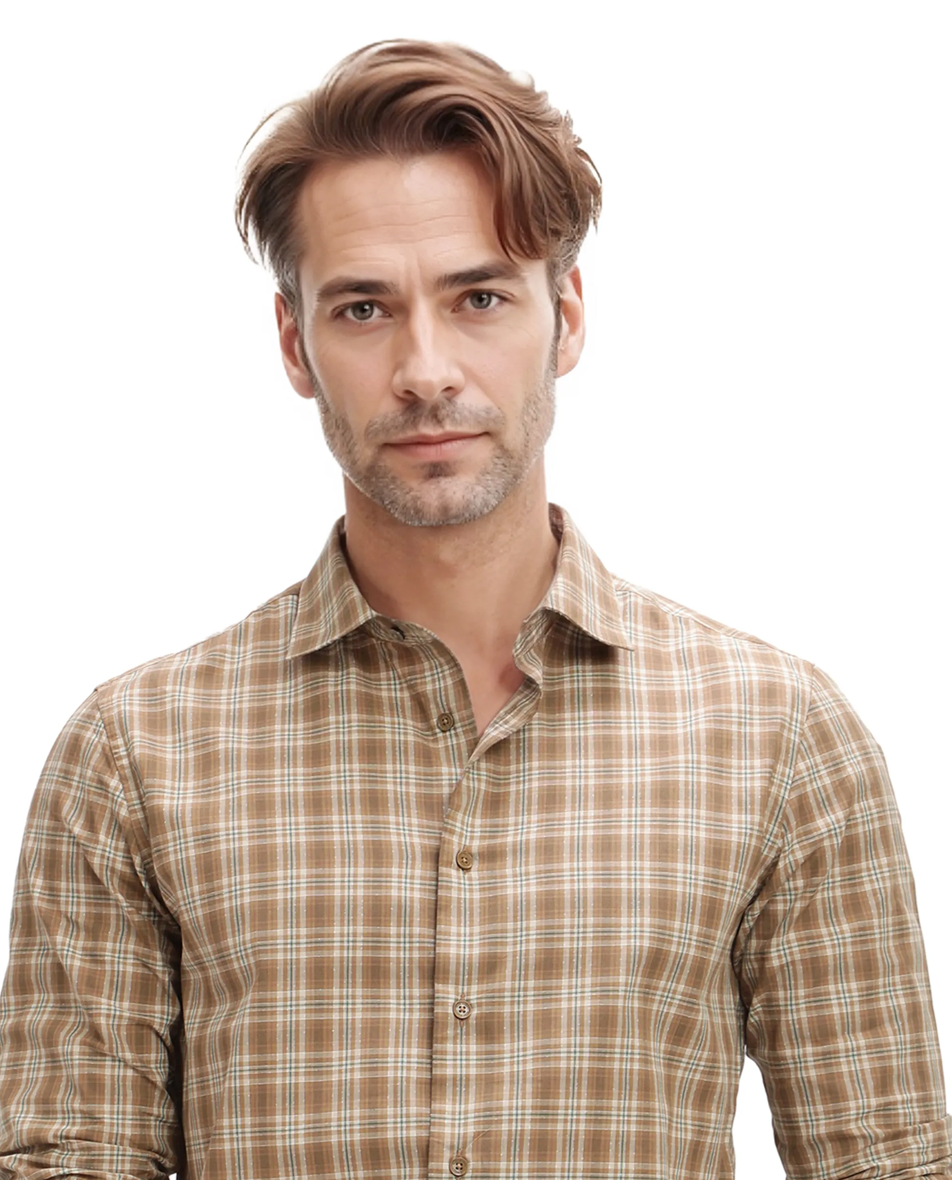 Rare Rabbit Men's Vitka Dark Brown Cotton Checked Print Regular Fit Full Sleeve Collared Shirt - Image 7