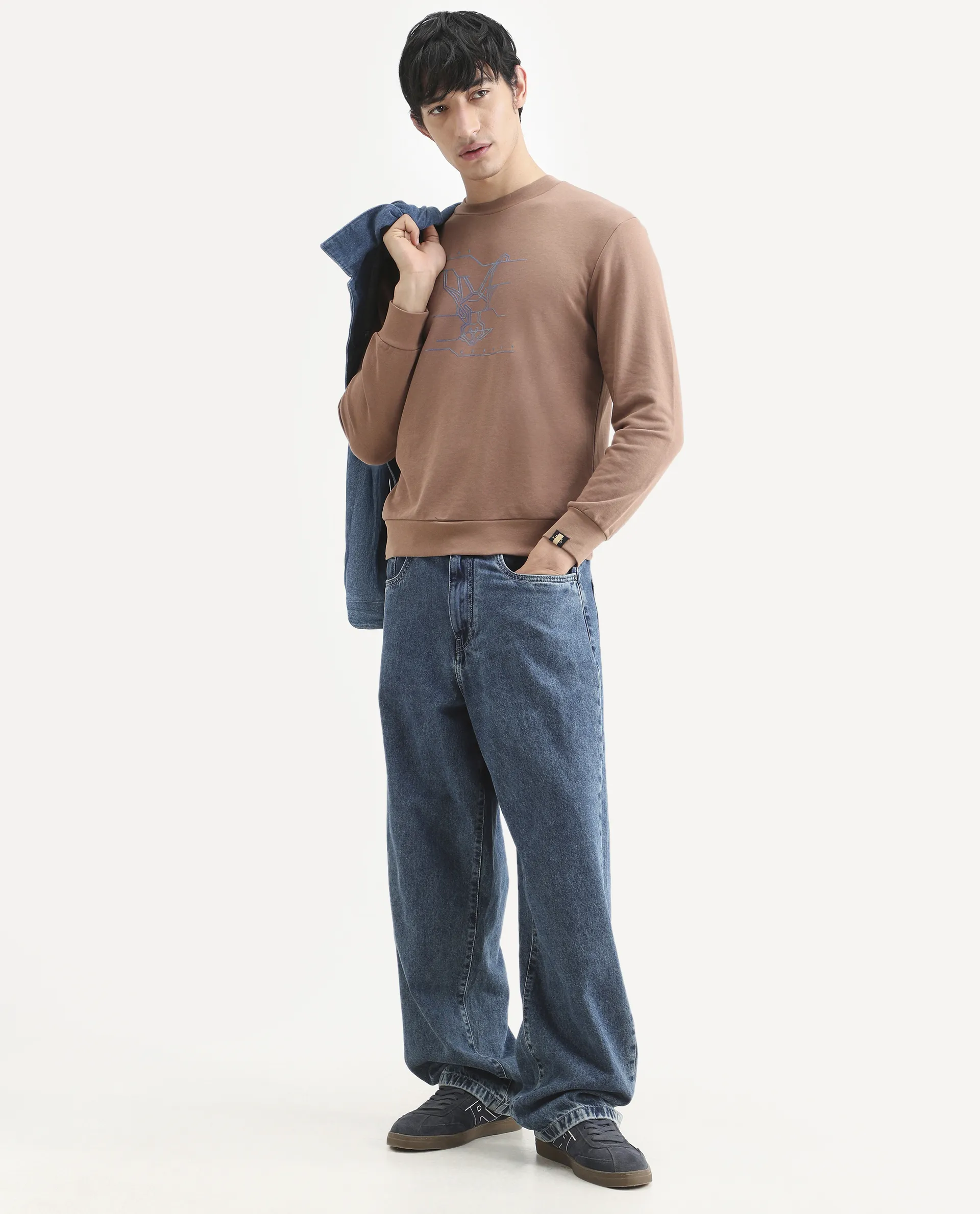 Rare Rabbit Men's Plain Regular Fit Full Sleeve Crew Neck Sweatshirt - Image 2