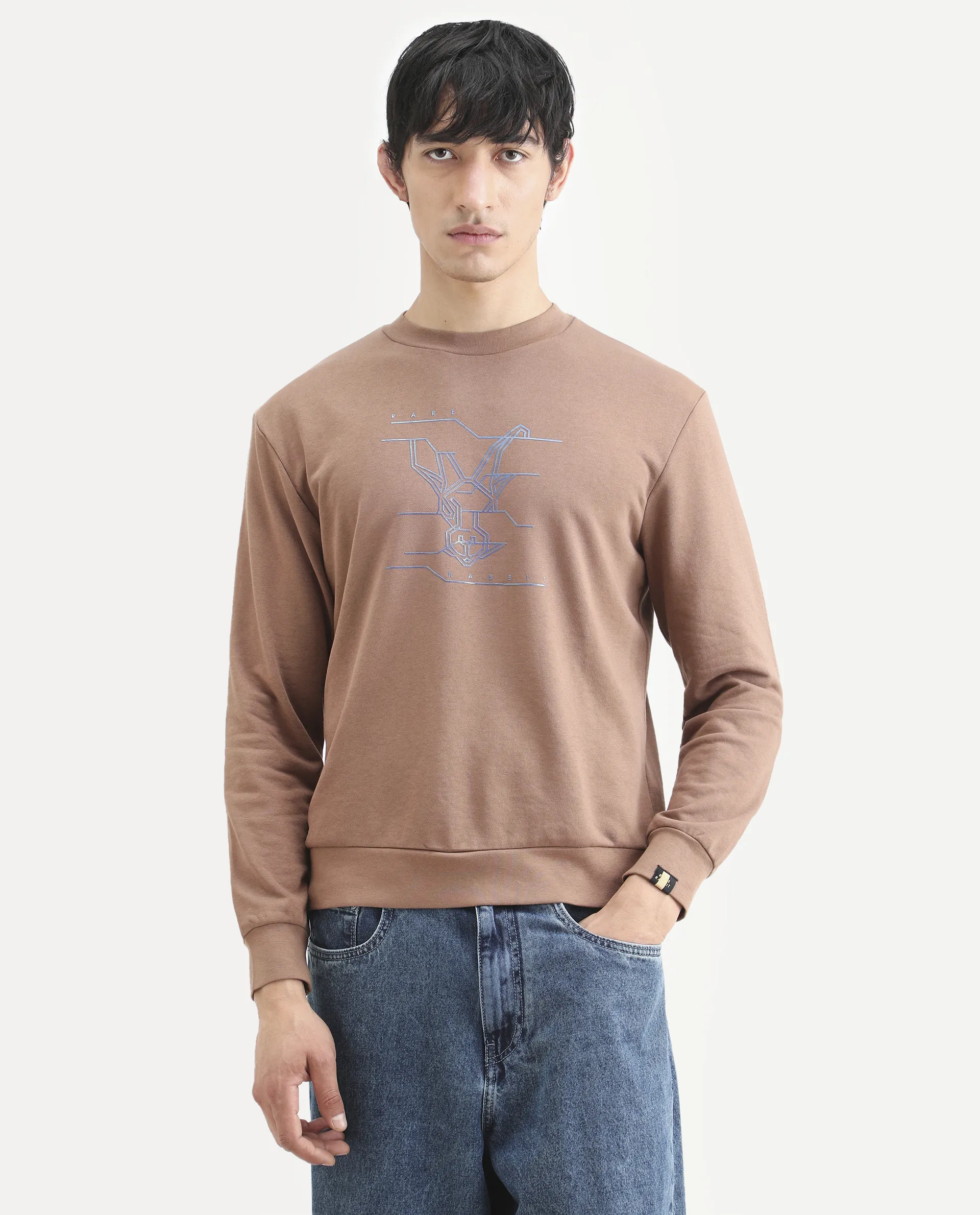 Rare Rabbit Men's Plain Regular Fit Full Sleeve Crew Neck Sweatshirt - Image 4