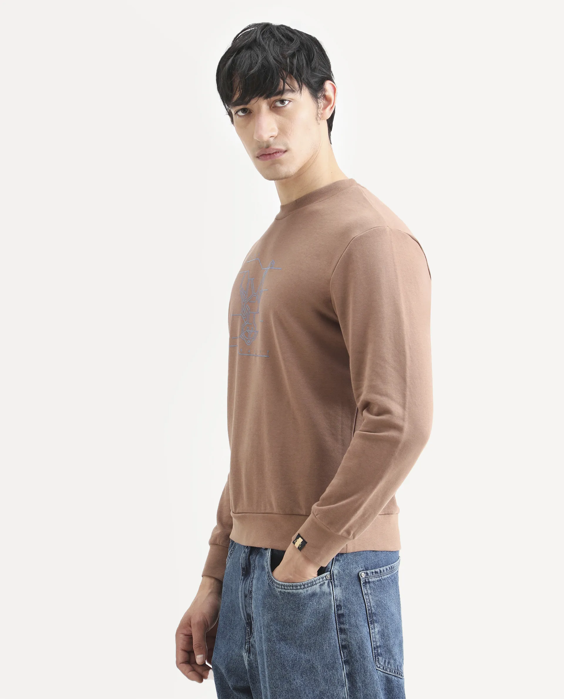 Rare Rabbit Men's Plain Regular Fit Full Sleeve Crew Neck Sweatshirt - Image 6
