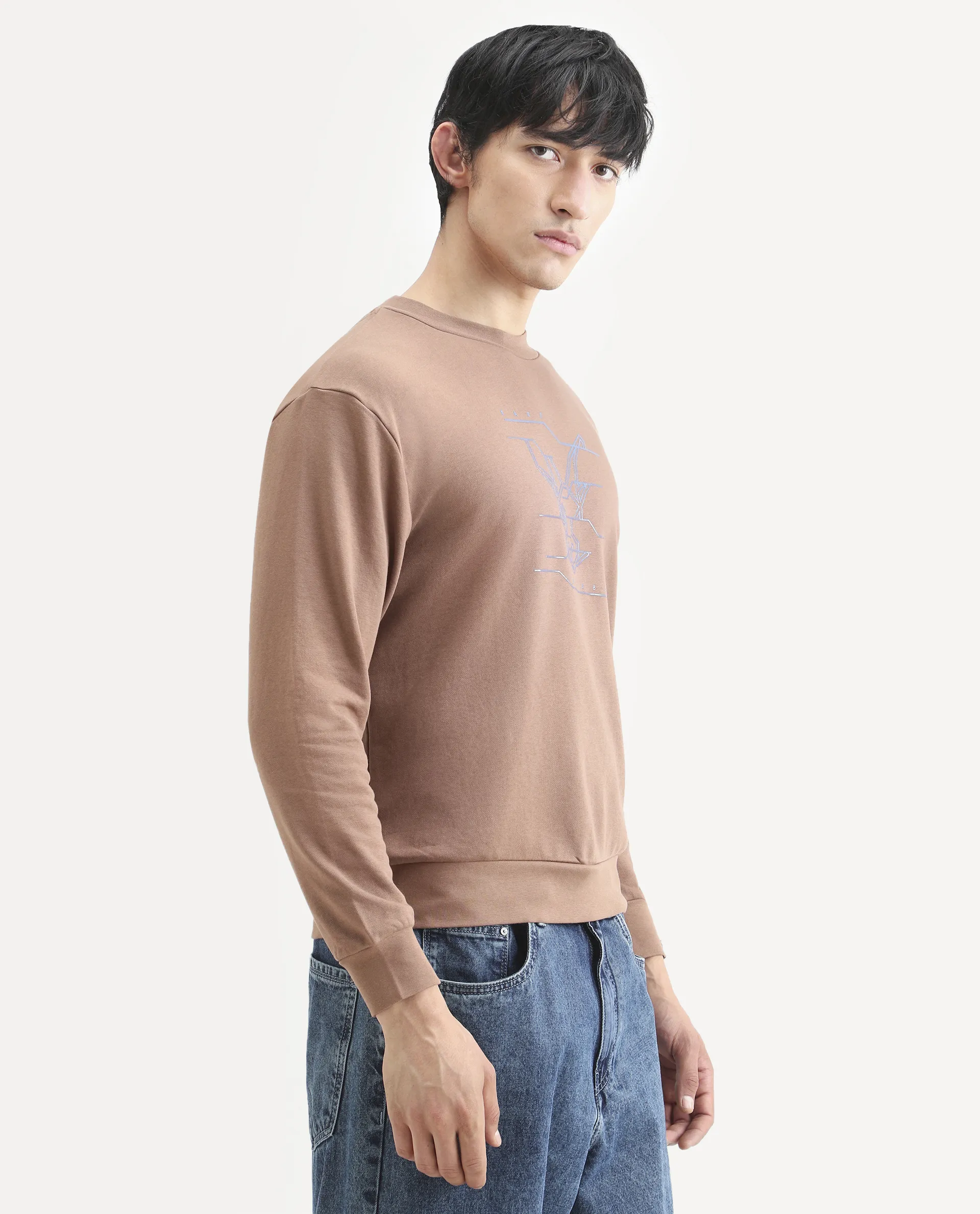 Rare Rabbit Men's Plain Regular Fit Full Sleeve Crew Neck Sweatshirt - Image 7