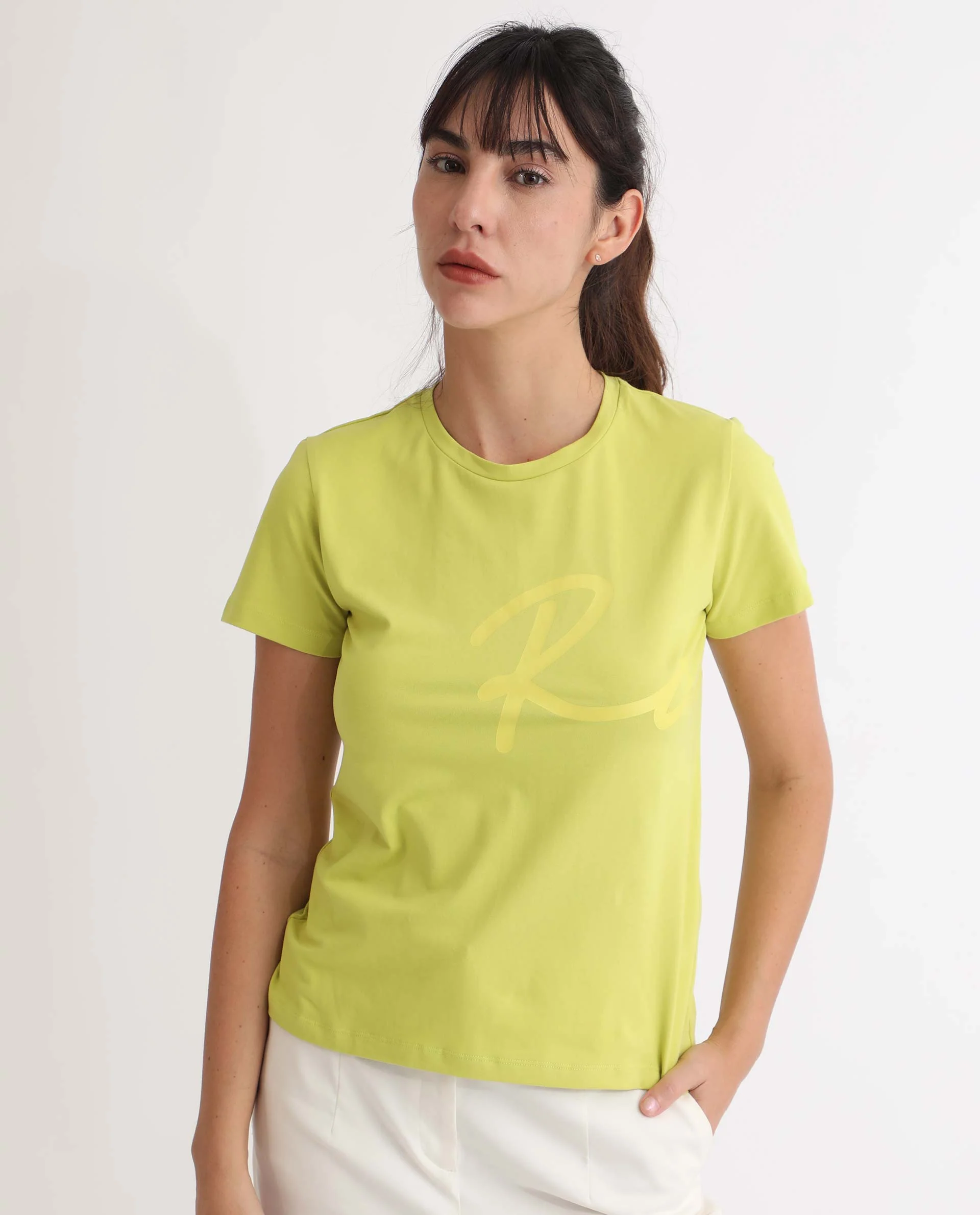 Rareism Women's Vivian Flouroscent Green Cotton Crew Neck Graphic Print Regular Fit T-Shirt - Image 11