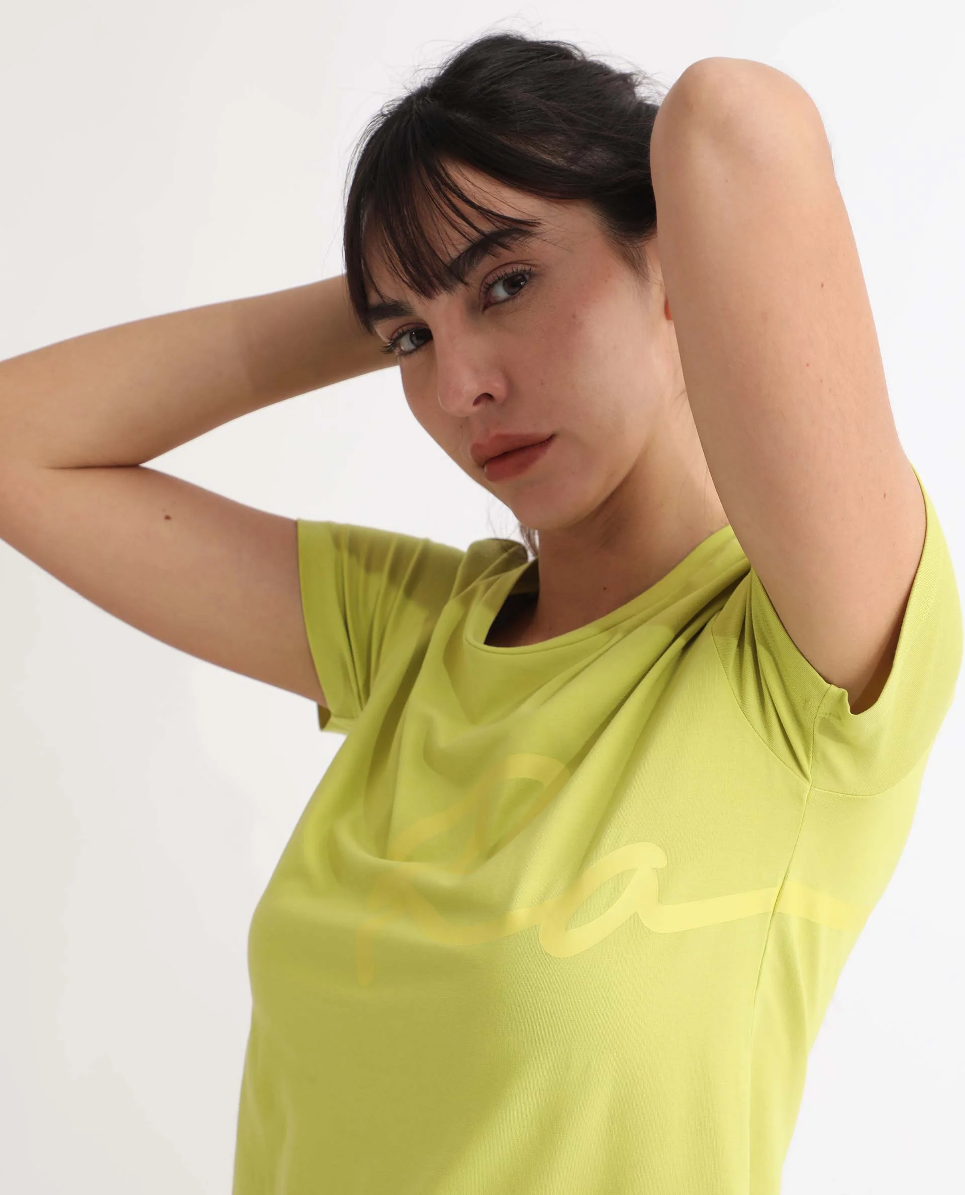 Rareism Women's Vivian Flouroscent Green Cotton Crew Neck Graphic Print Regular Fit T-Shirt - Image 5
