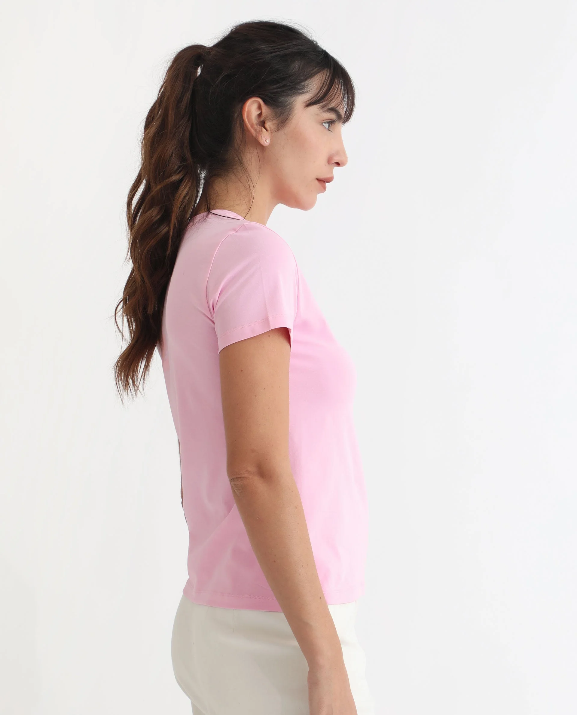 Rareism Women's Vivian Pink Cotton Crew Neck Graphic Print Regular Fit T-Shirt - Image 9