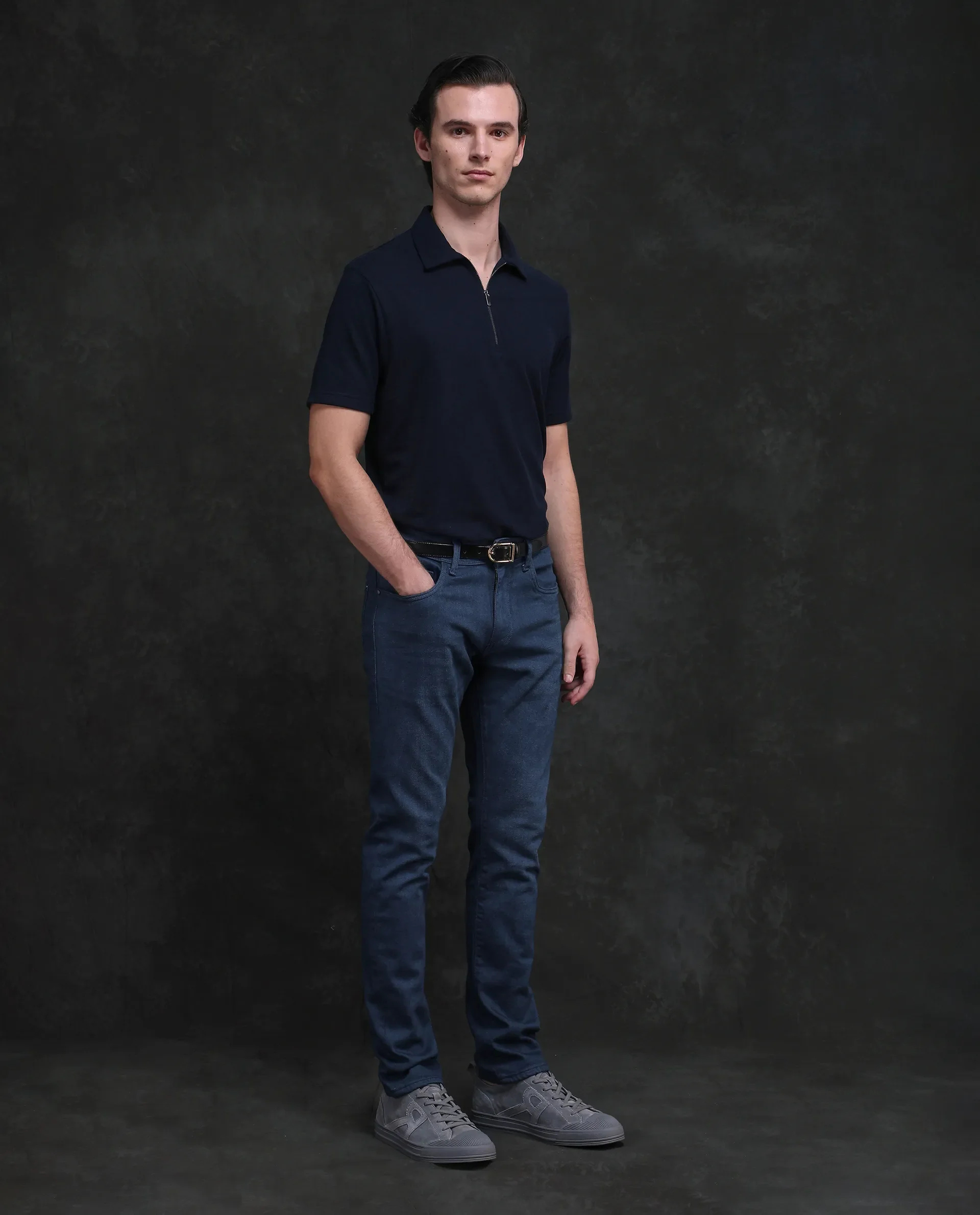 Rare Rabbit Men Vlad-G Dark Blue Cotton Blend Fabric Button Closure Slim Fit Plain Jeans - Image 3