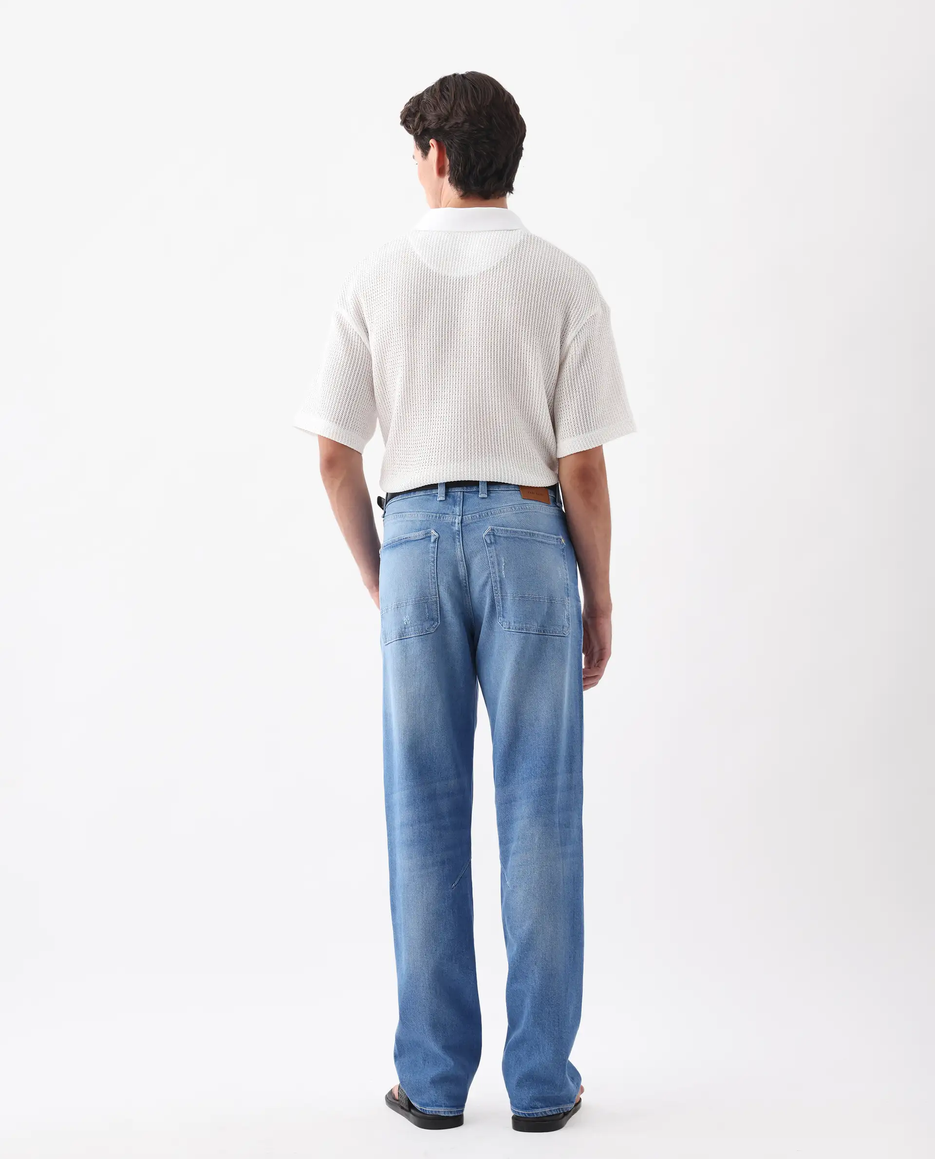 Rare Rabbit Men's Vlad-M Light Blue Cotton Blend Plain Morris Regular Fit Jeans - Image 7