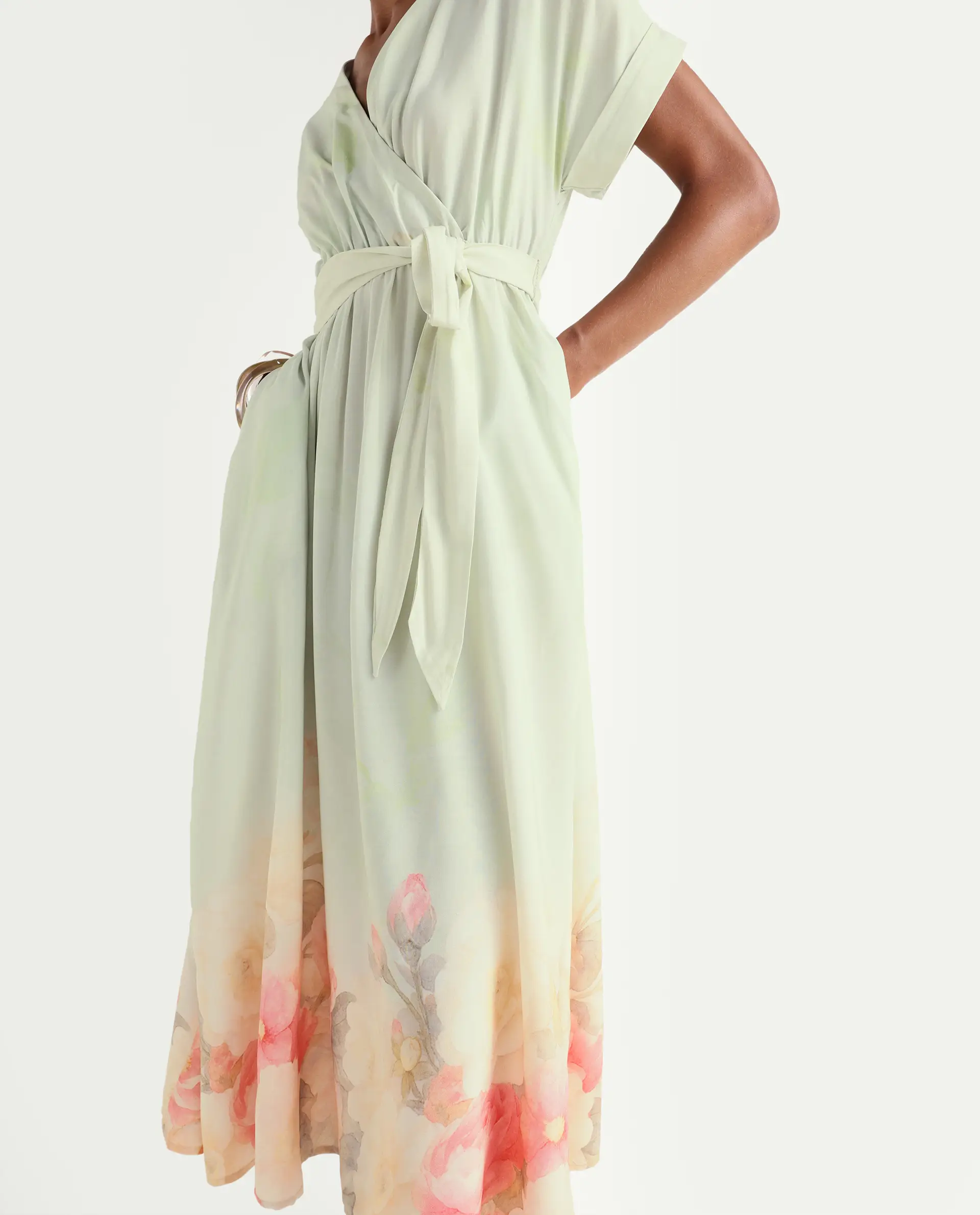 Rareism Women's Vlean Multi Viscose V-Neck Flared Floral Print Dress - Image 2