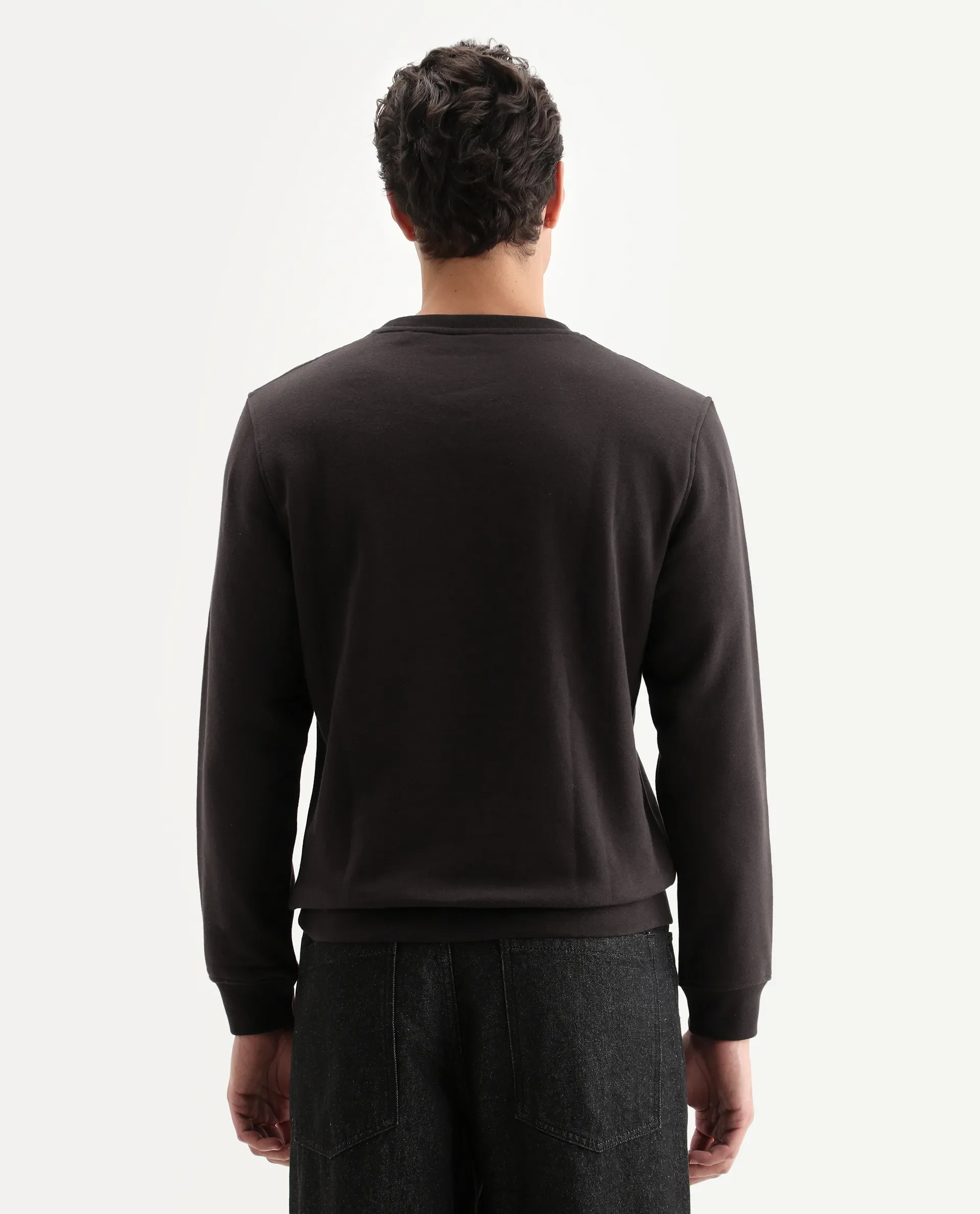 Rare Rabbit Men's Voir Dark Maroon Cotton Graphic Print Regular Fit Full Sleeve Crew Neck Sweatshirt - Image 7