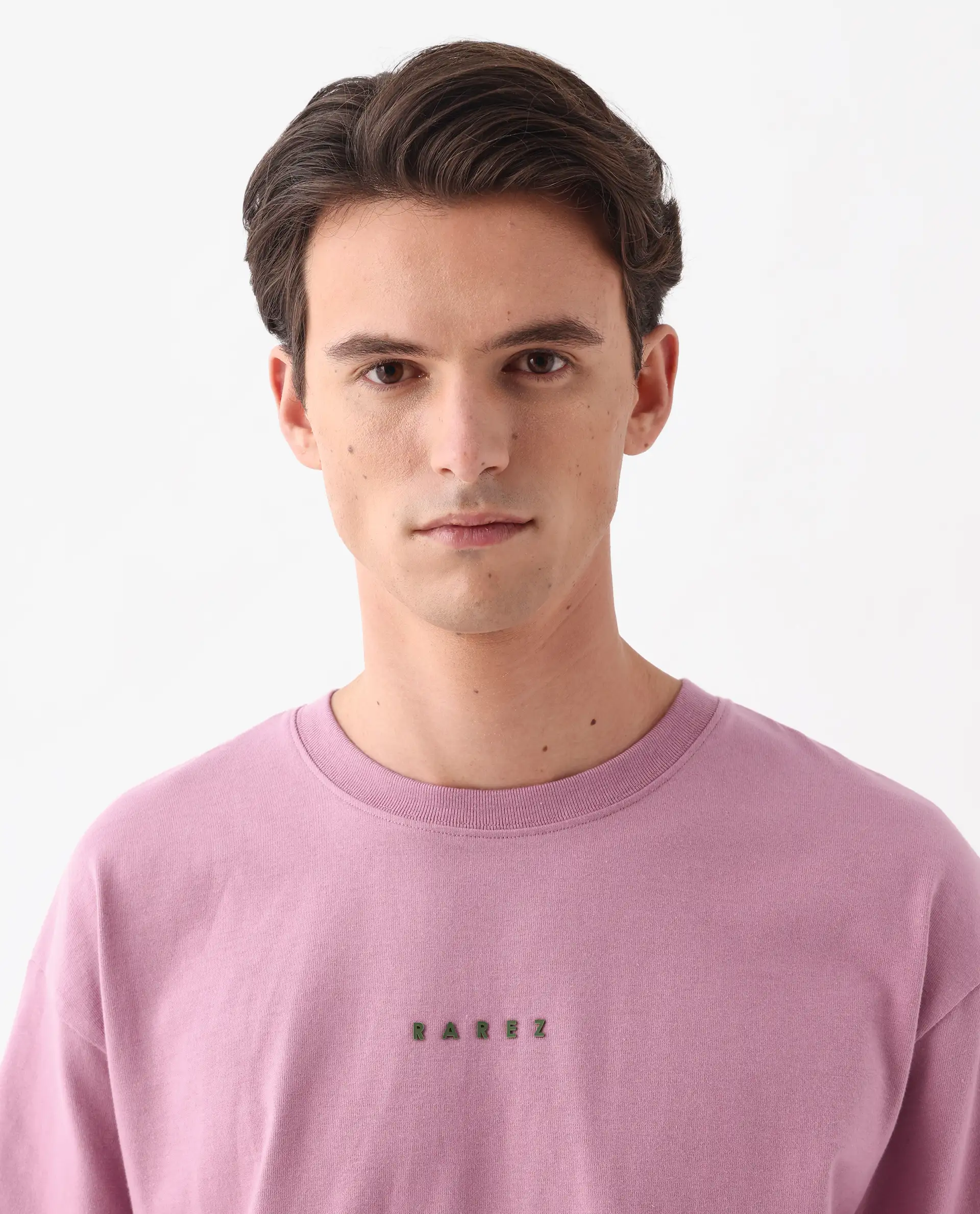 Rare Rabbit Men's Voiz Pink Cotton Graphic Print Oversized Fit Half Sleeve Crew Neck T-Shirt - Image 6