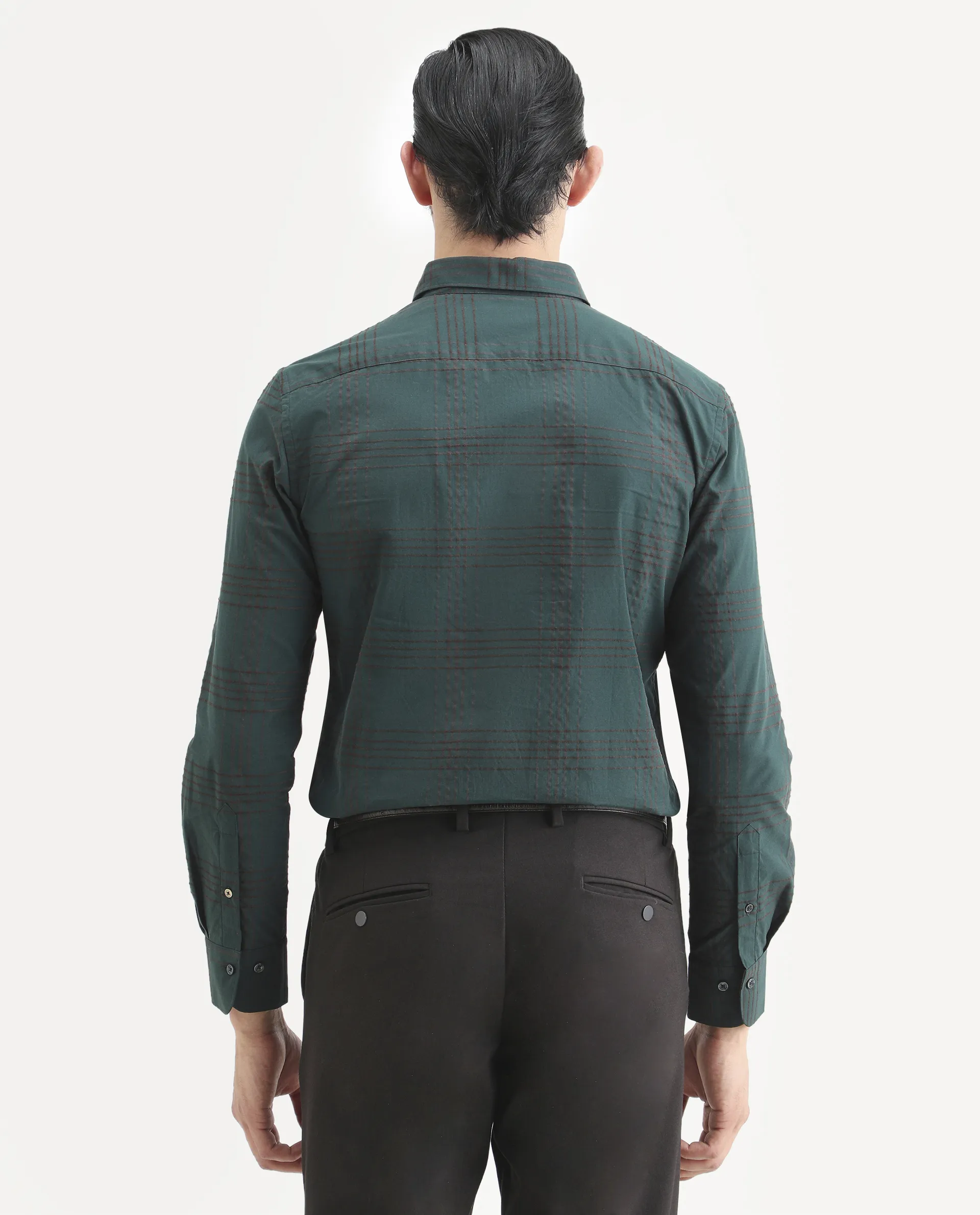 Rare Rabbit Men's Vola-25 Dark Green Cotton Fabric Full Sleeve Regular Fit Checked Shirt - Image 8