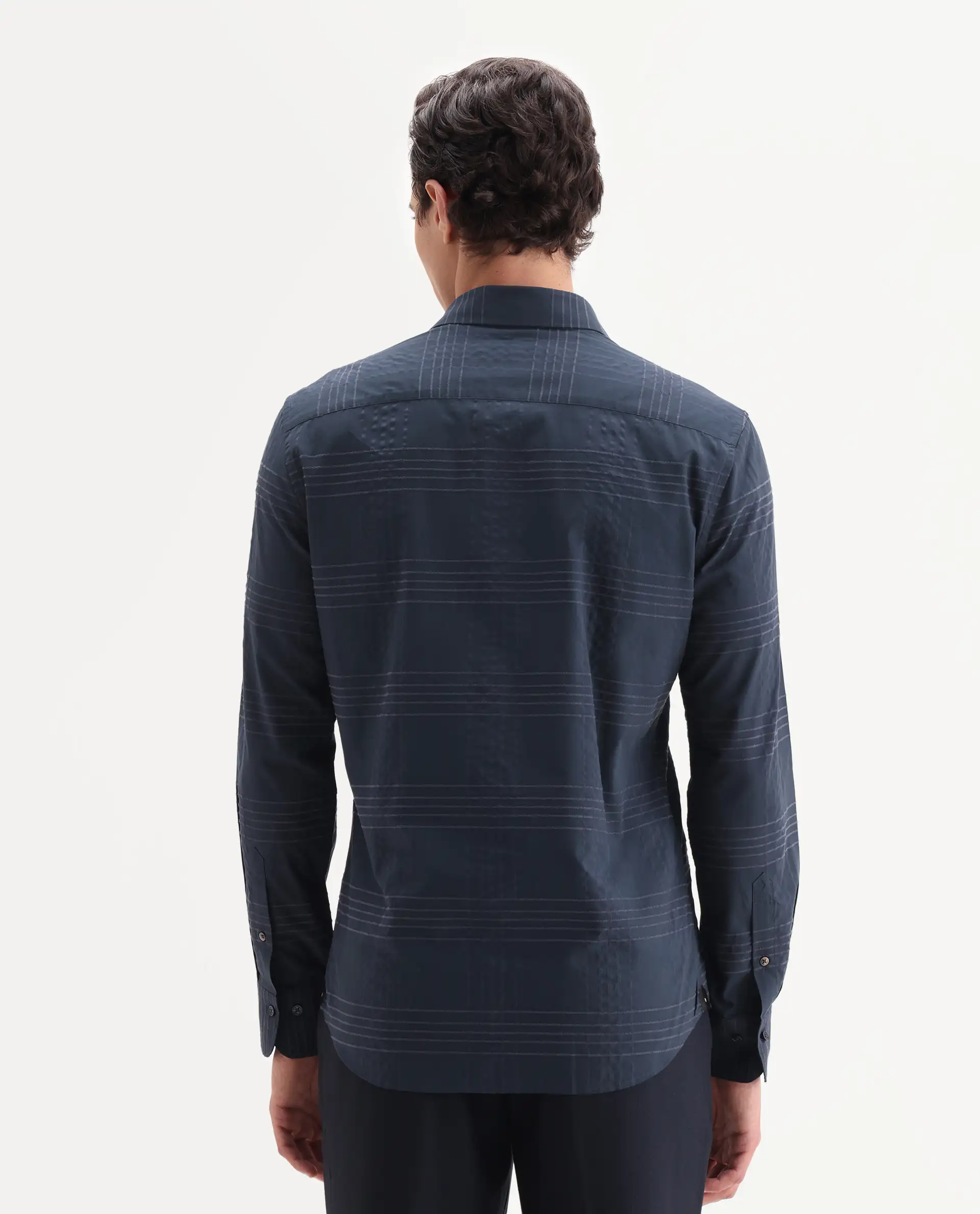 Rare Rabbit Men's Vola-25 Dark Navy Cotton Fabric Full Sleeve Regular Fit Checked Shirt - Image 8
