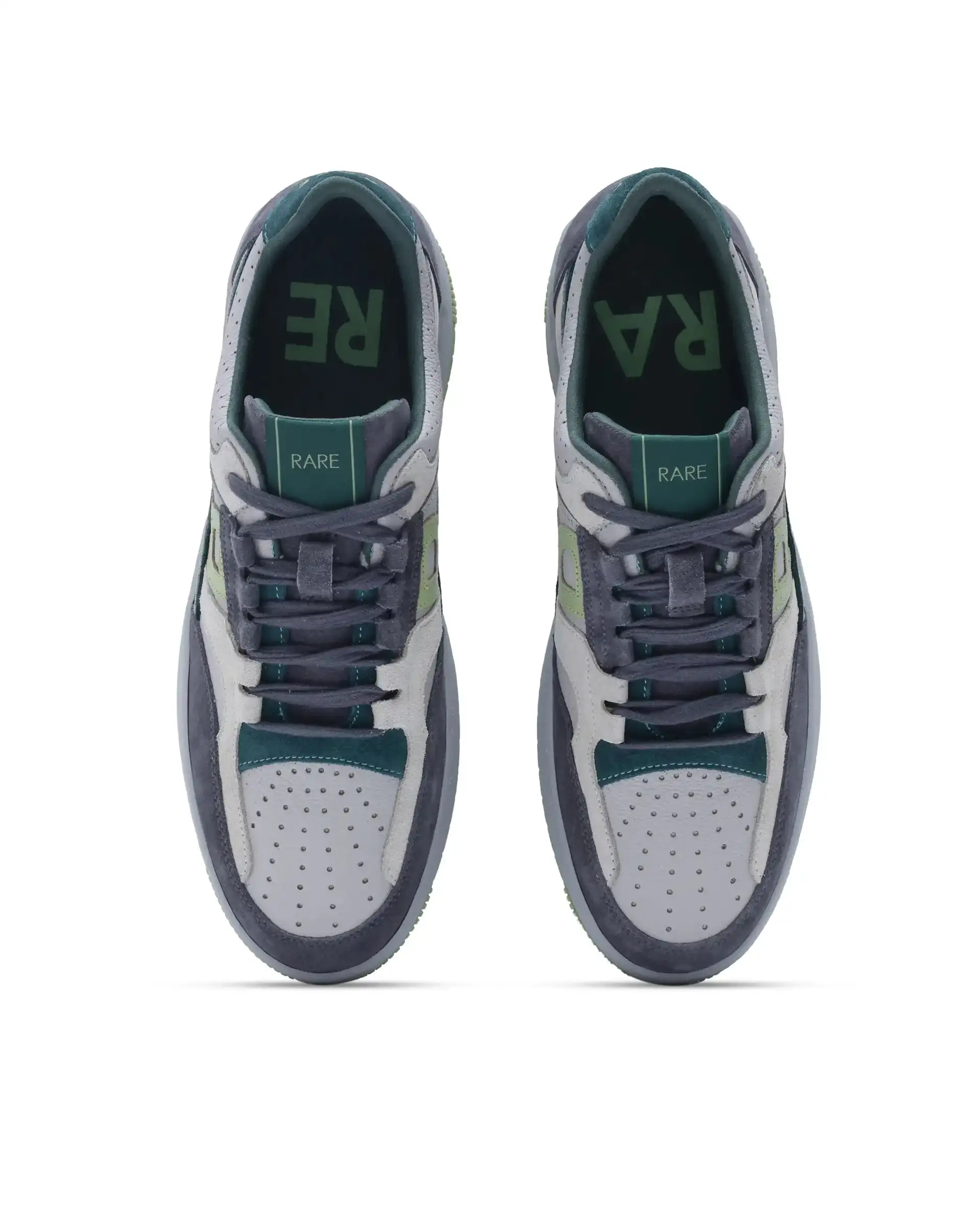 Rare Rabbit Men's Volga Light Green Genuine Leather Fabric Multitoned Low-Top Lace Up Sneaker Shoes - Image 5