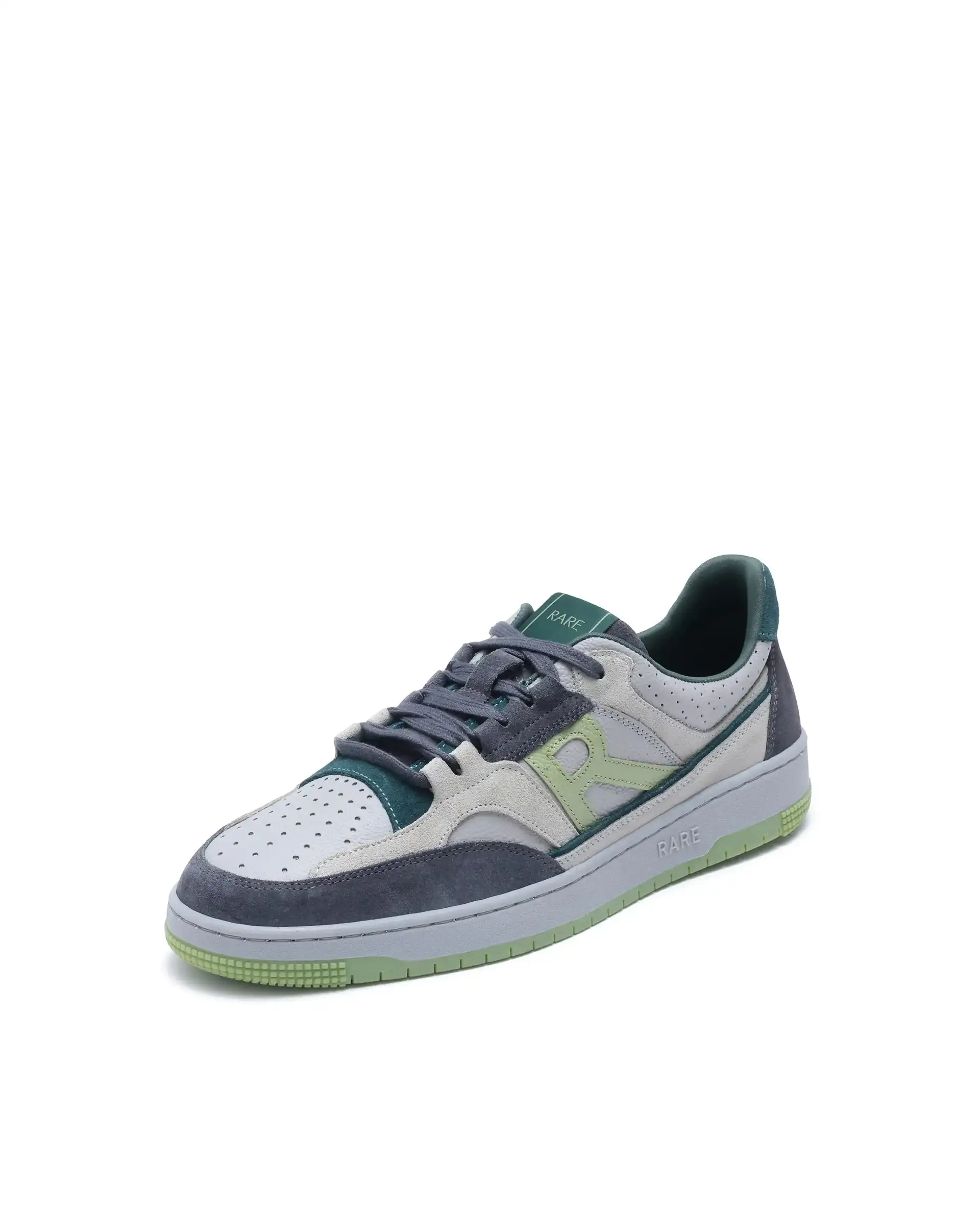 Rare Rabbit Men's Volga Light Green Genuine Leather Fabric Multitoned Low-Top Lace Up Sneaker Shoes - Image 7