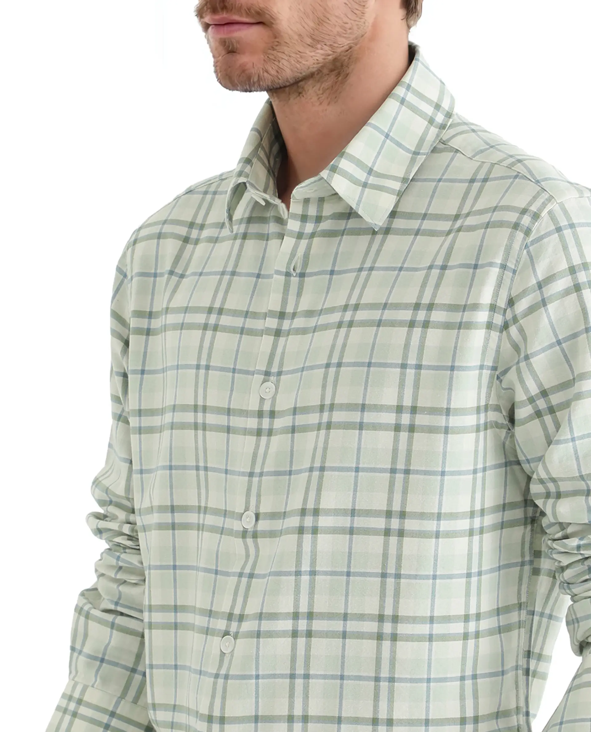 Rare Rabbit Men's Volgos Pastel Green Cotton Checked Print Regular Fit Full Sleeve Collared Shirt - Image 3