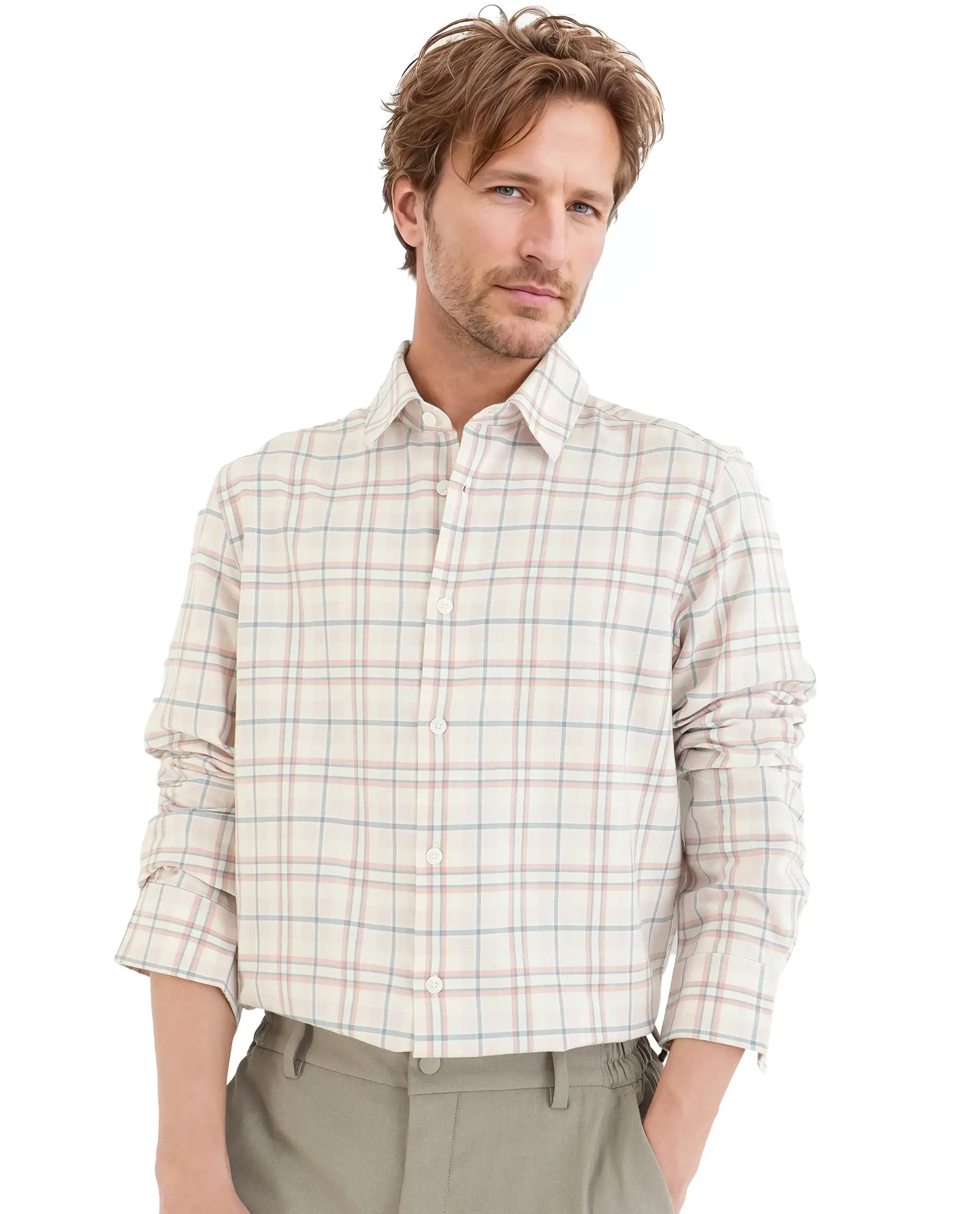 Rare Rabbit Men's Volgos Pastel Pink Cotton Checked Print Regular Fit Full Sleeve Collared Shirt - Image 2