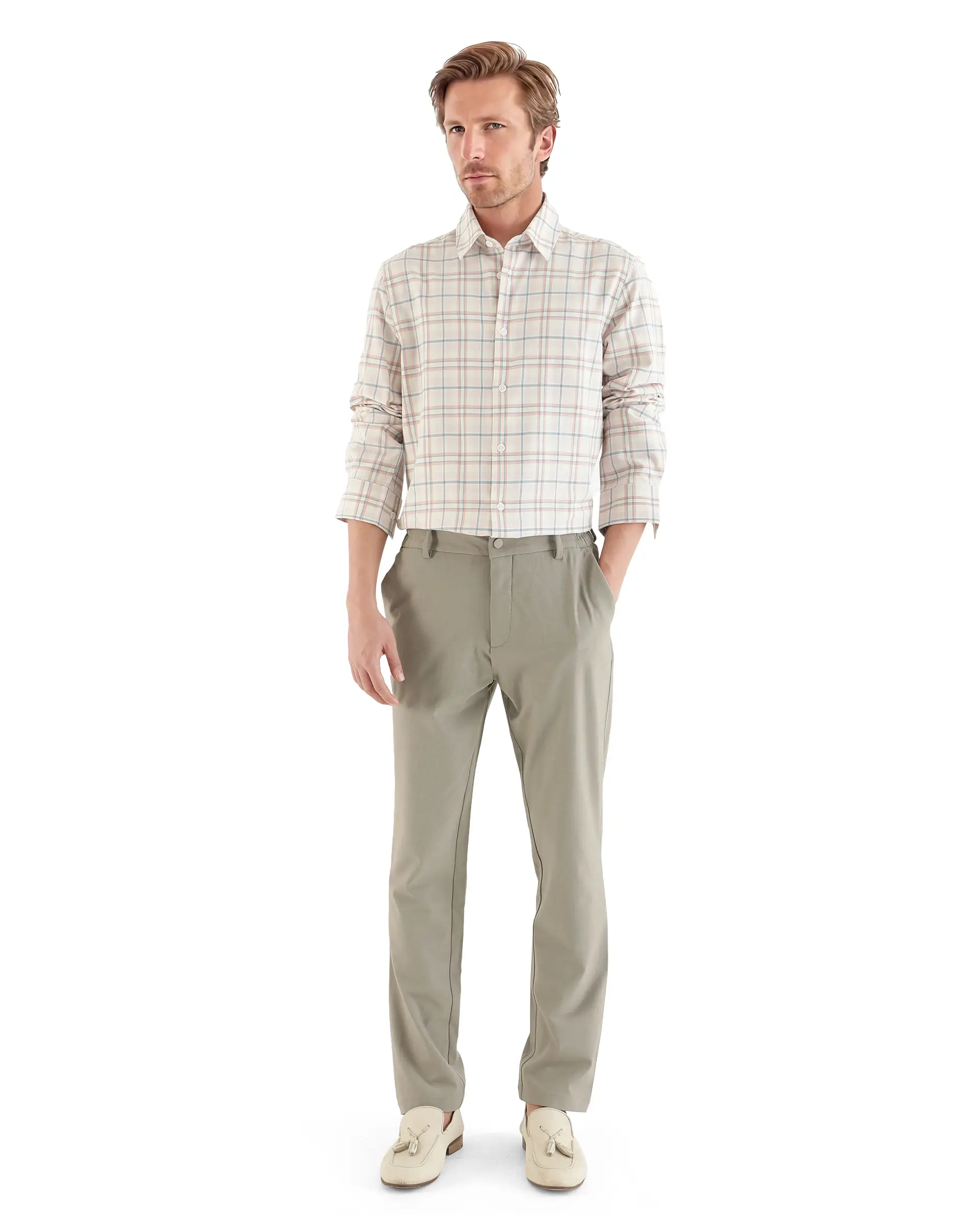 Rare Rabbit Men's Volgos Pastel Pink Cotton Checked Print Regular Fit Full Sleeve Collared Shirt - Image 3