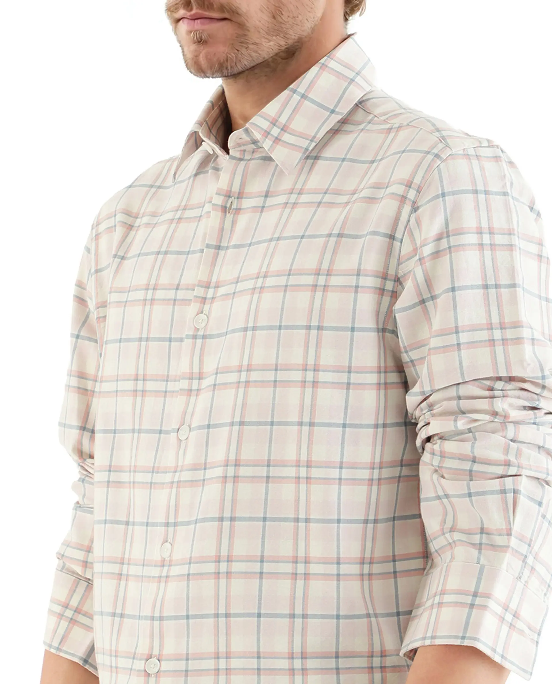 Rare Rabbit Men's Volgos Pastel Pink Cotton Checked Print Regular Fit Full Sleeve Collared Shirt - Image 4