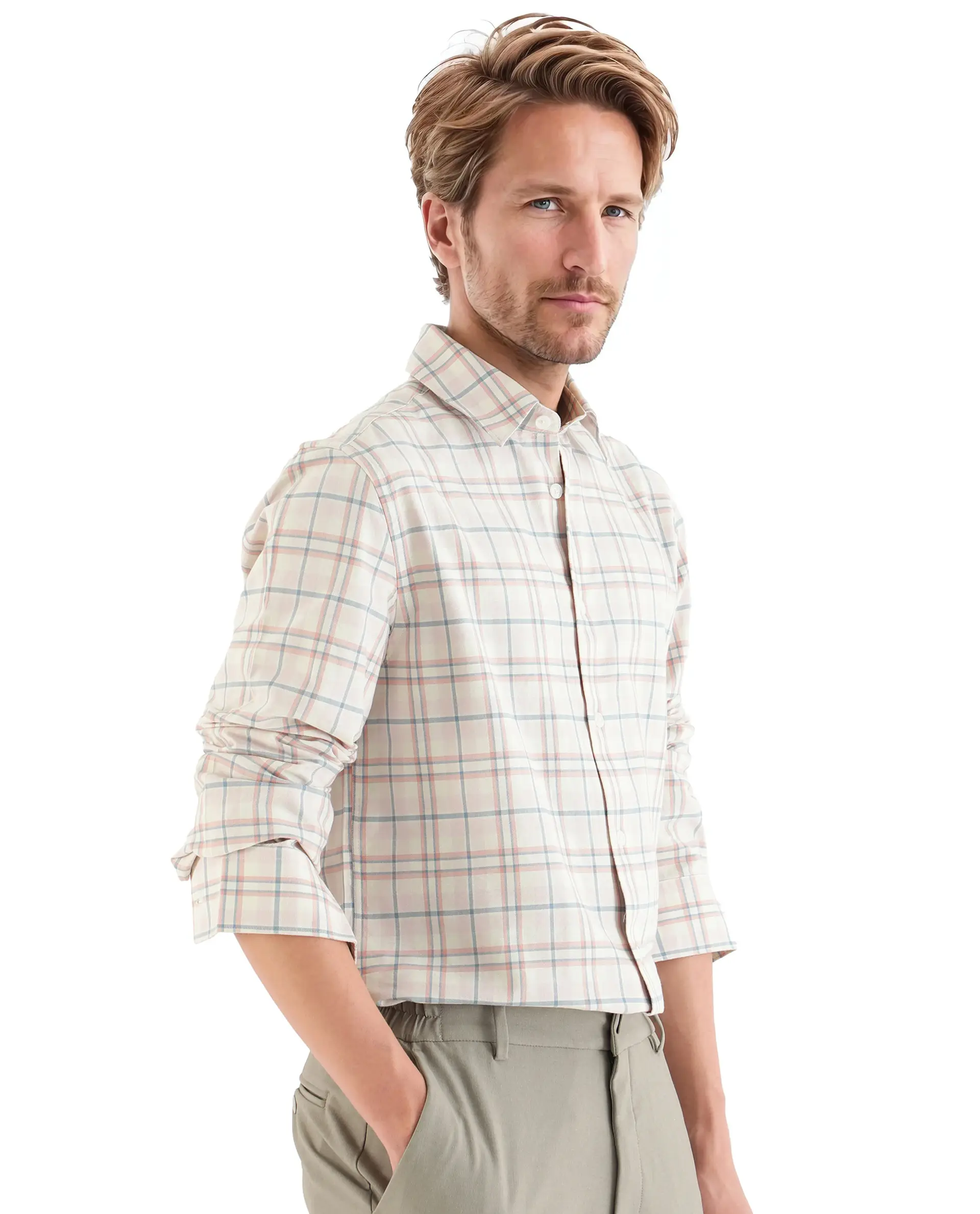 Rare Rabbit Men's Volgos Pastel Pink Cotton Checked Print Regular Fit Full Sleeve Collared Shirt - Image 8
