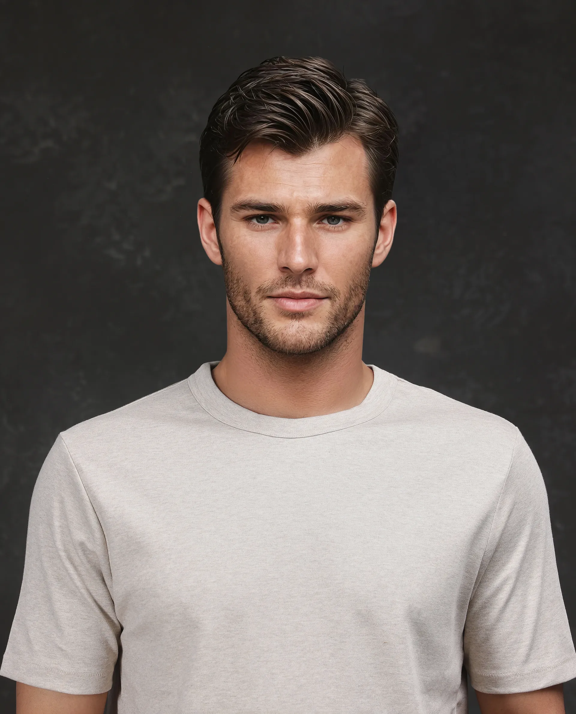 Rare Rabbit Men's Volt-Mel Beige Cotton Plain Regular Fit Half Sleeve Crew Neck T-Shirt - Image 7