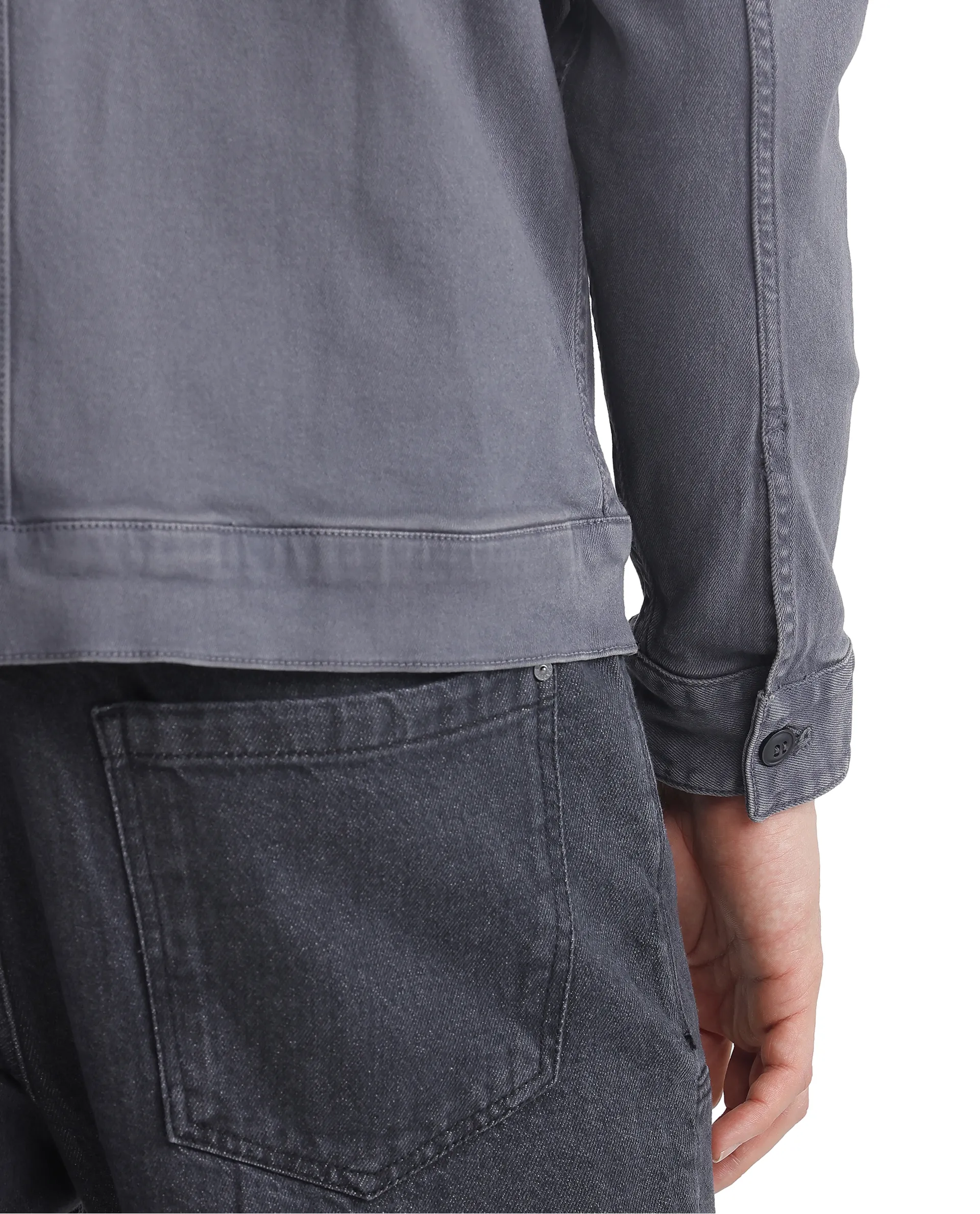 Rare Rabbit Men's Volta Dark Grey Cotton Plain Regular Fit Full Sleeve Spread Collar Jacket - Image 4
