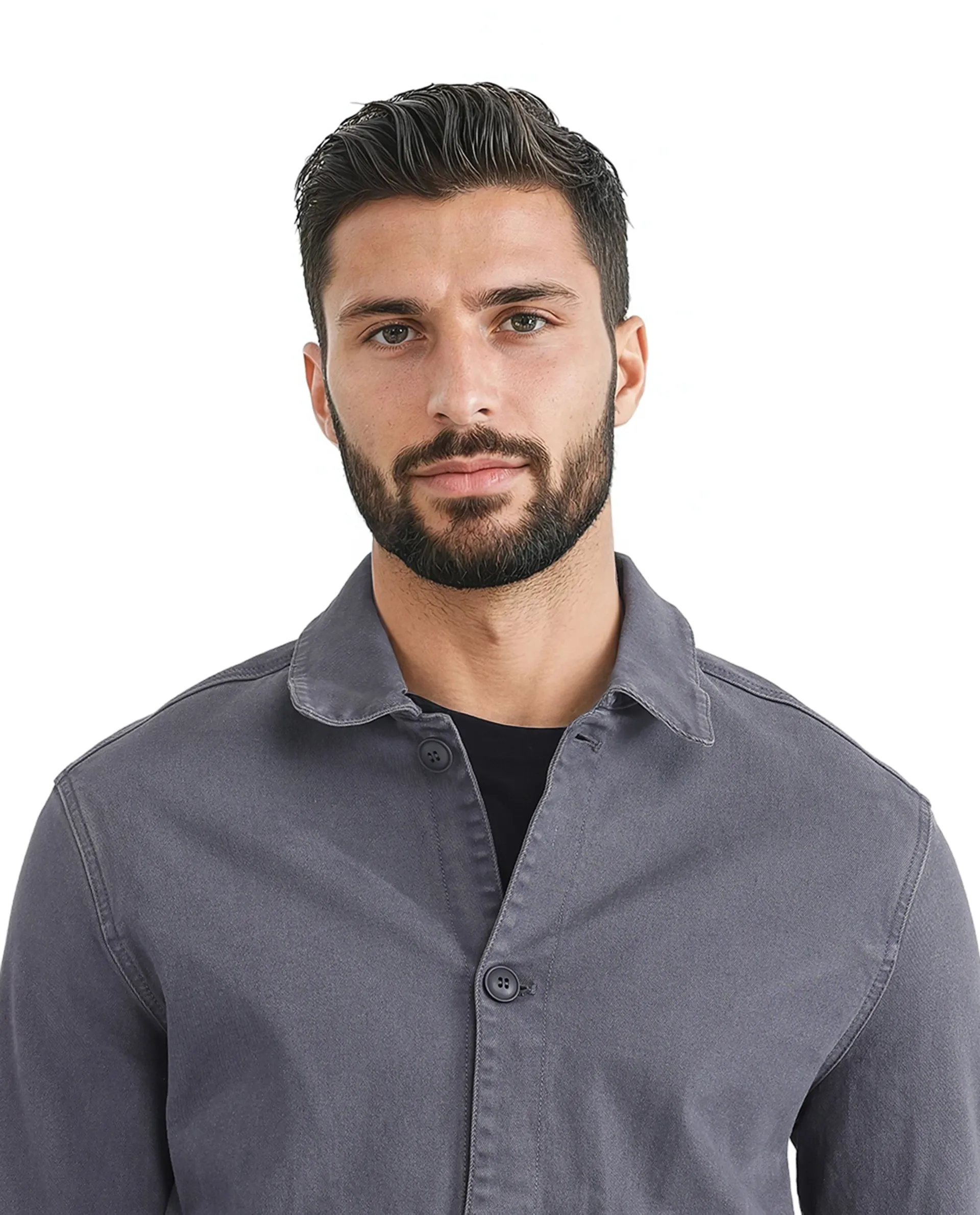 Rare Rabbit Men's Volta Dark Grey Cotton Plain Regular Fit Full Sleeve Spread Collar Jacket - Image 7